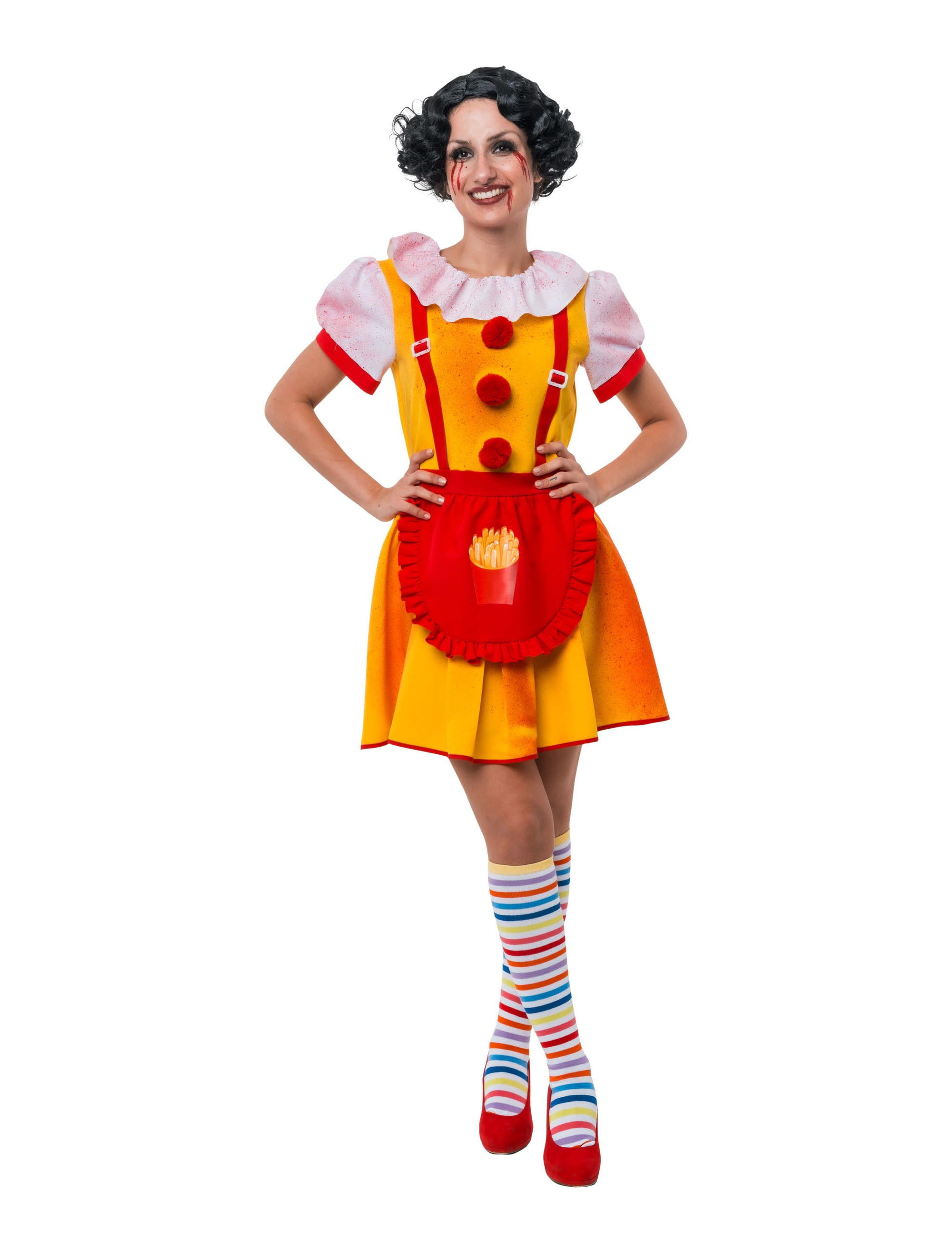 Kleid Horrorclown Fast-Food Damen rot/gelb S