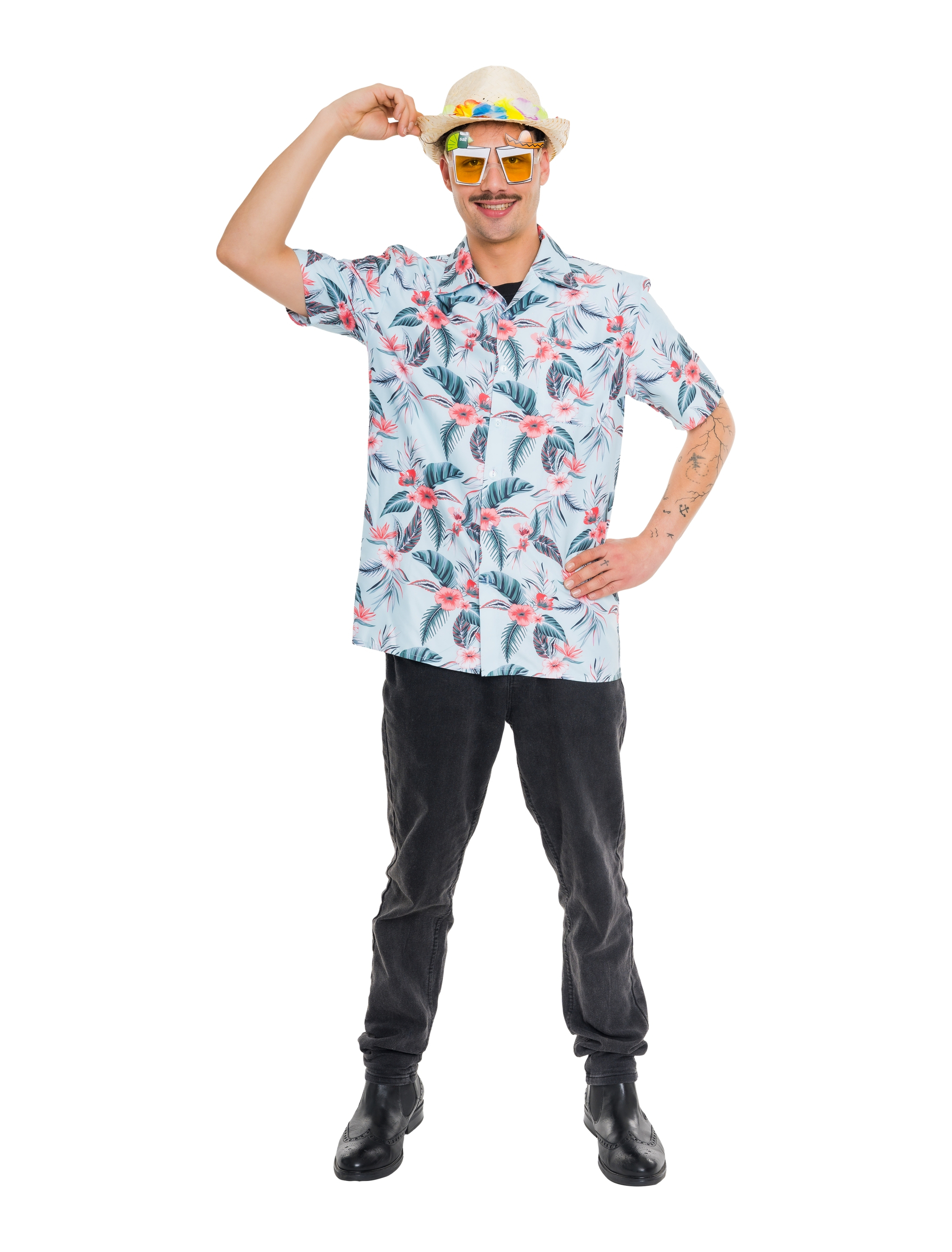 Hemd Hawaii Herren grün/orange S