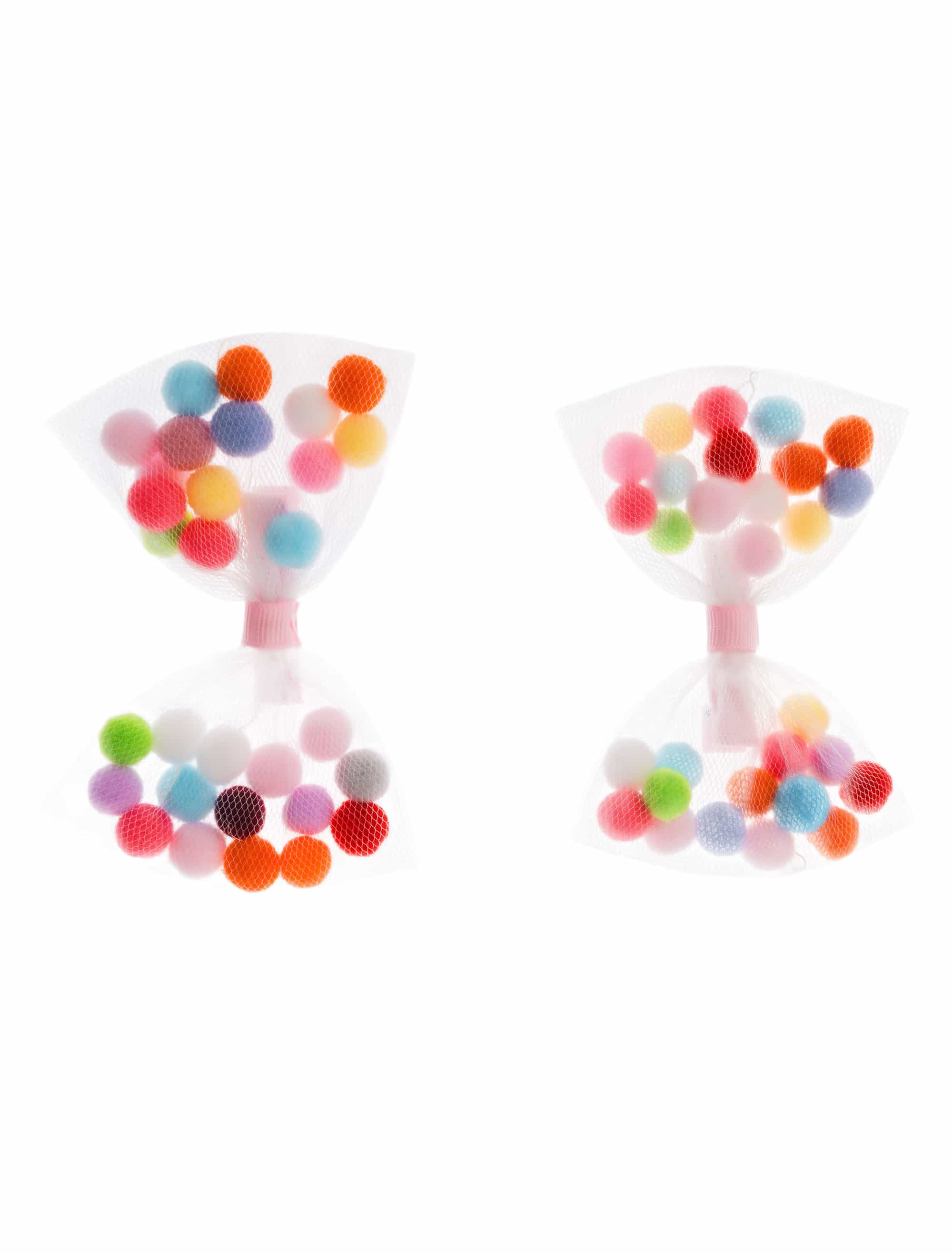 Haarklammern Schleife mit Pompoms bunt
