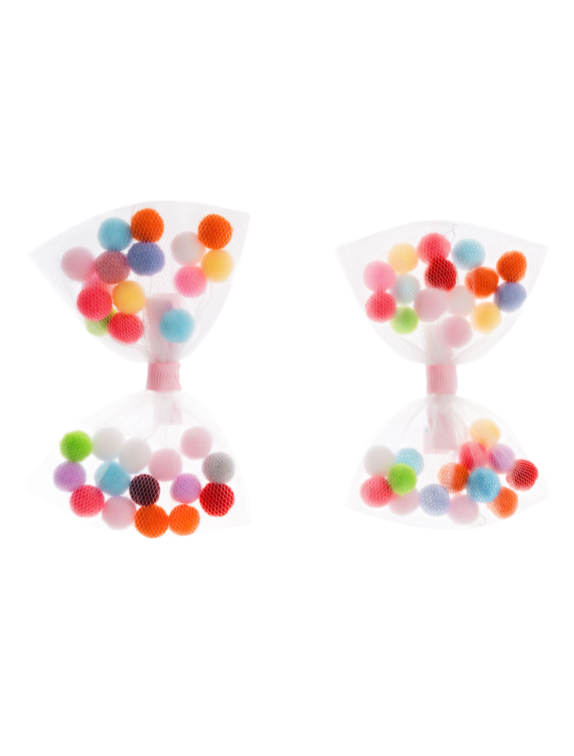 Haarklammern Schleife mit Pompoms bunt