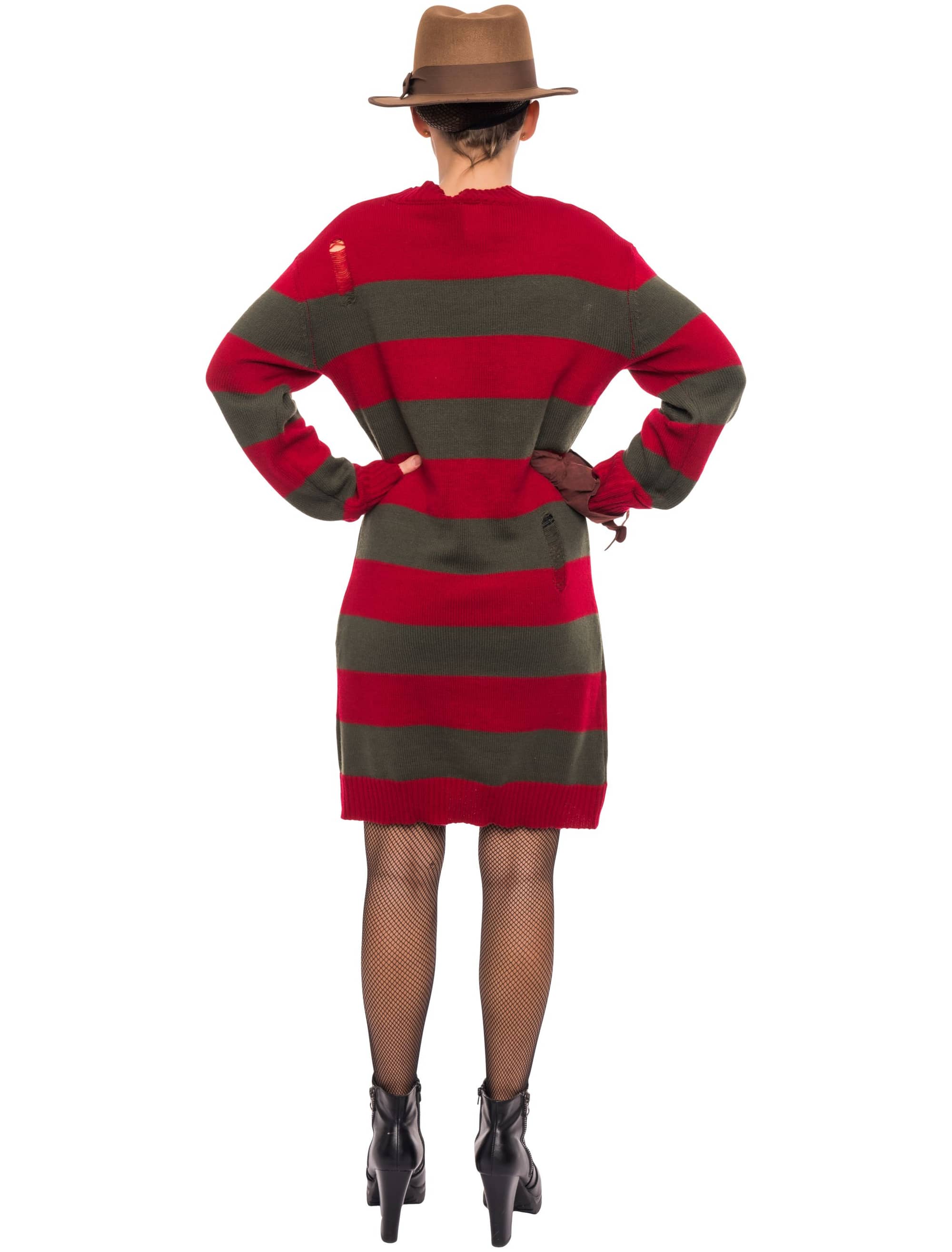 Strickkleid Damen rot/grün S/M