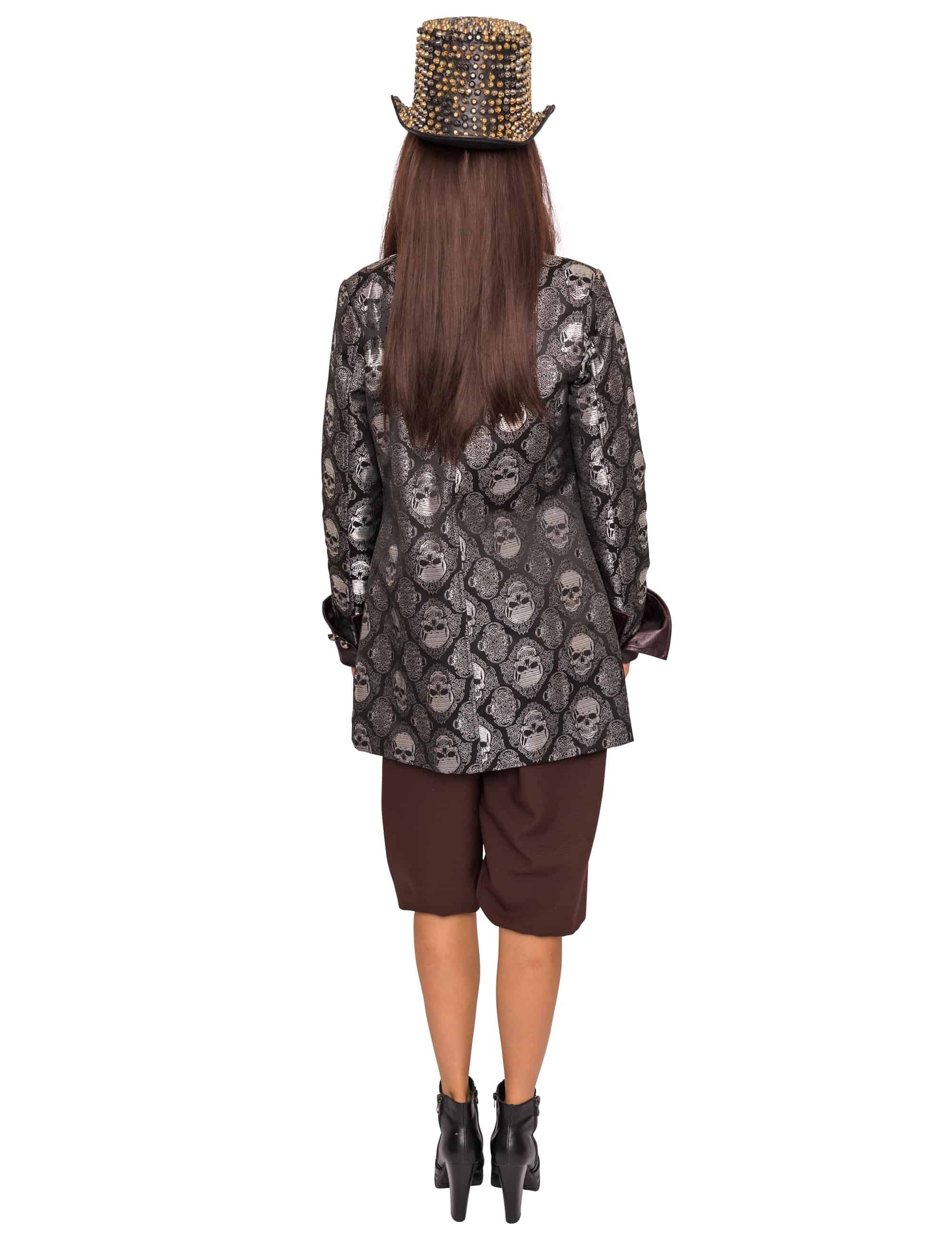 Jacke mit Totenköpfen Damen schwarz/silber M