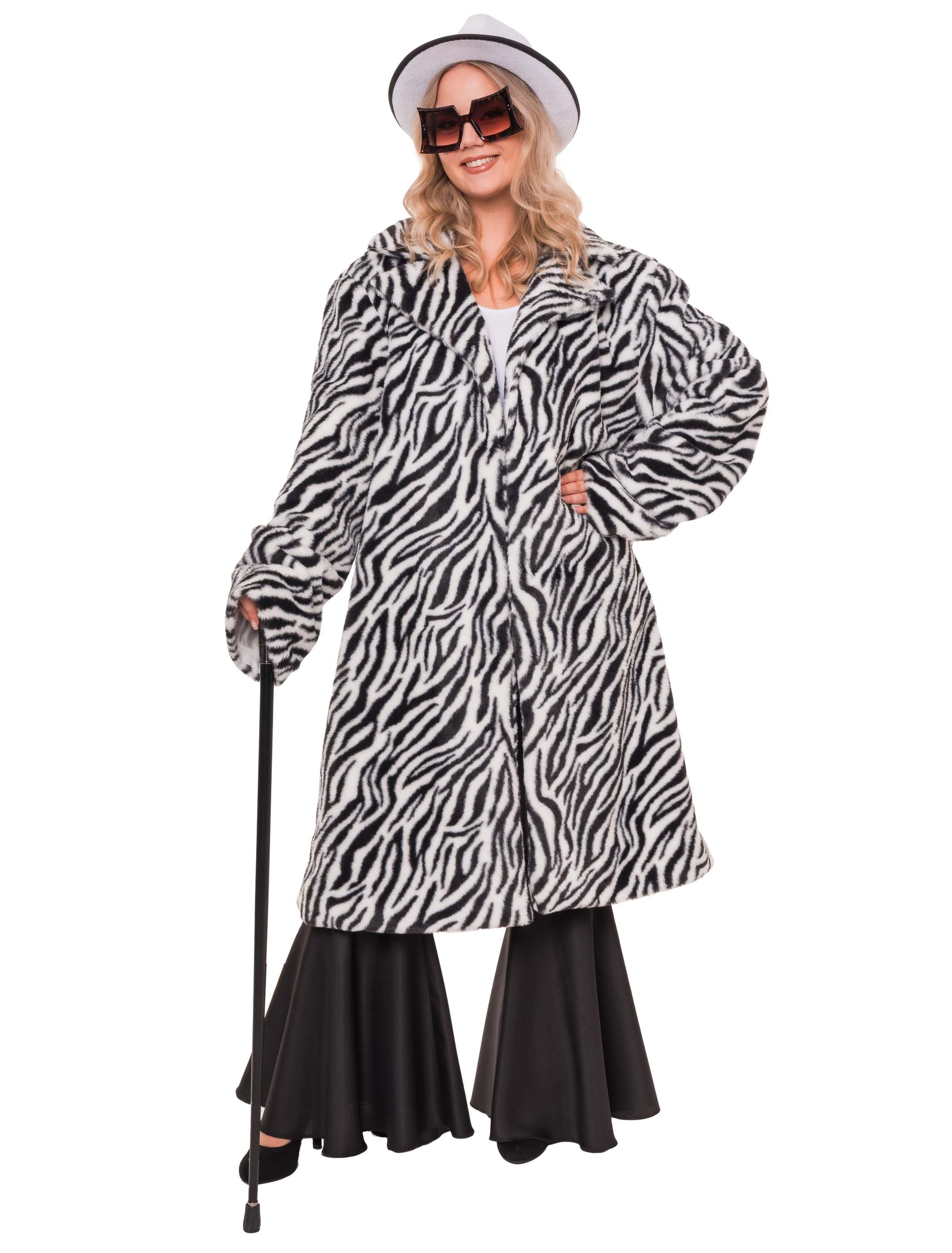 Mantel Kunstfell Zebra schwarz/weiß XL/2XL