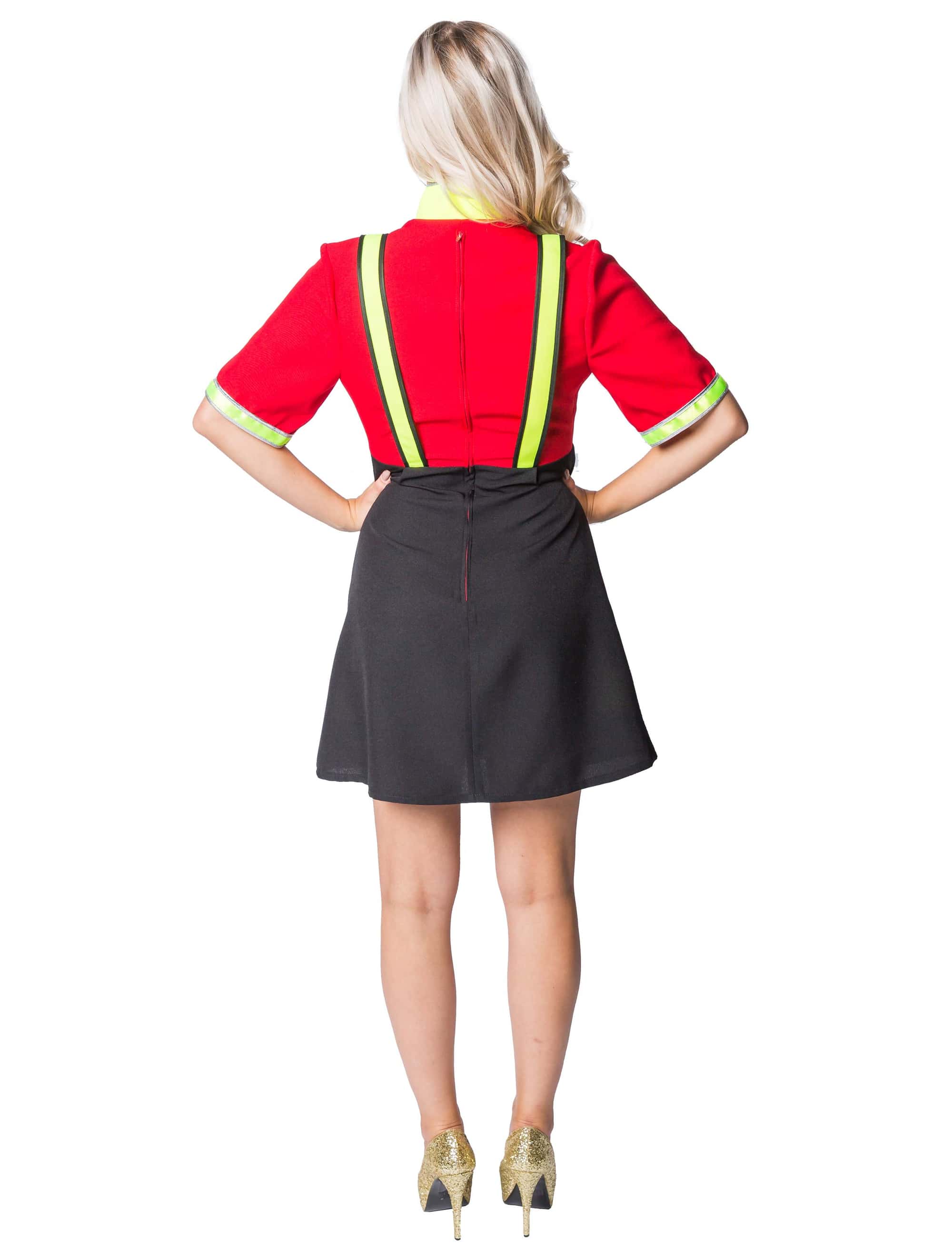 Kleid Feuerwehr Damen schwarz/rot 2XL