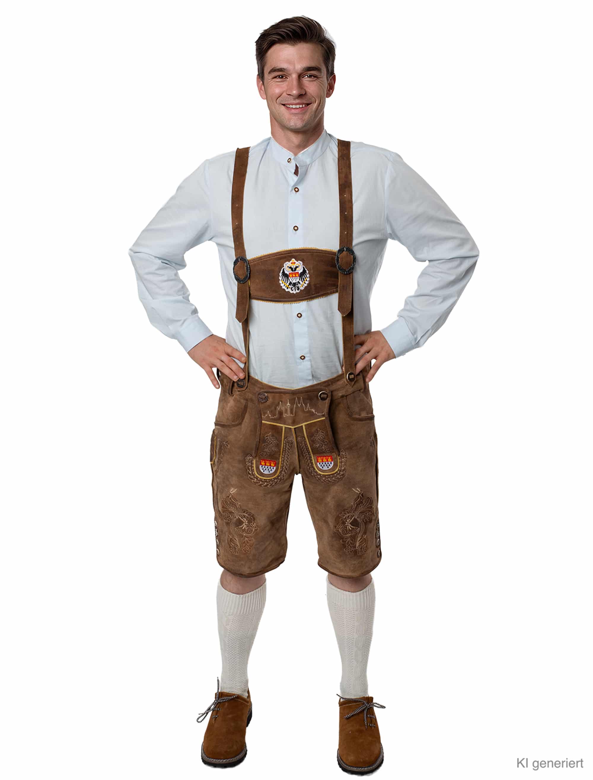 Lederhose Cologne kurz Herren braun M