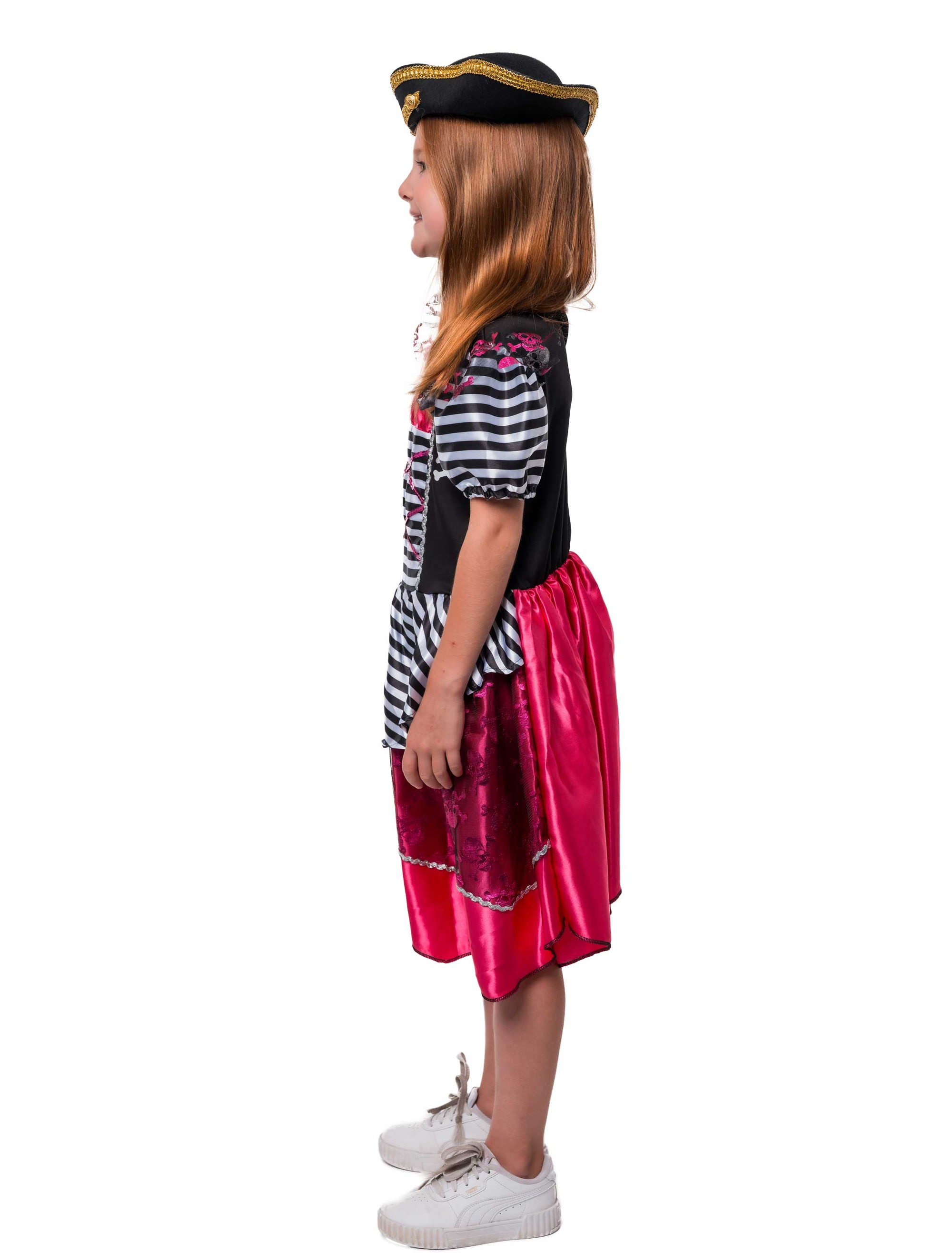 Kleid Piratin Kinder schwarz/pink 104/116
