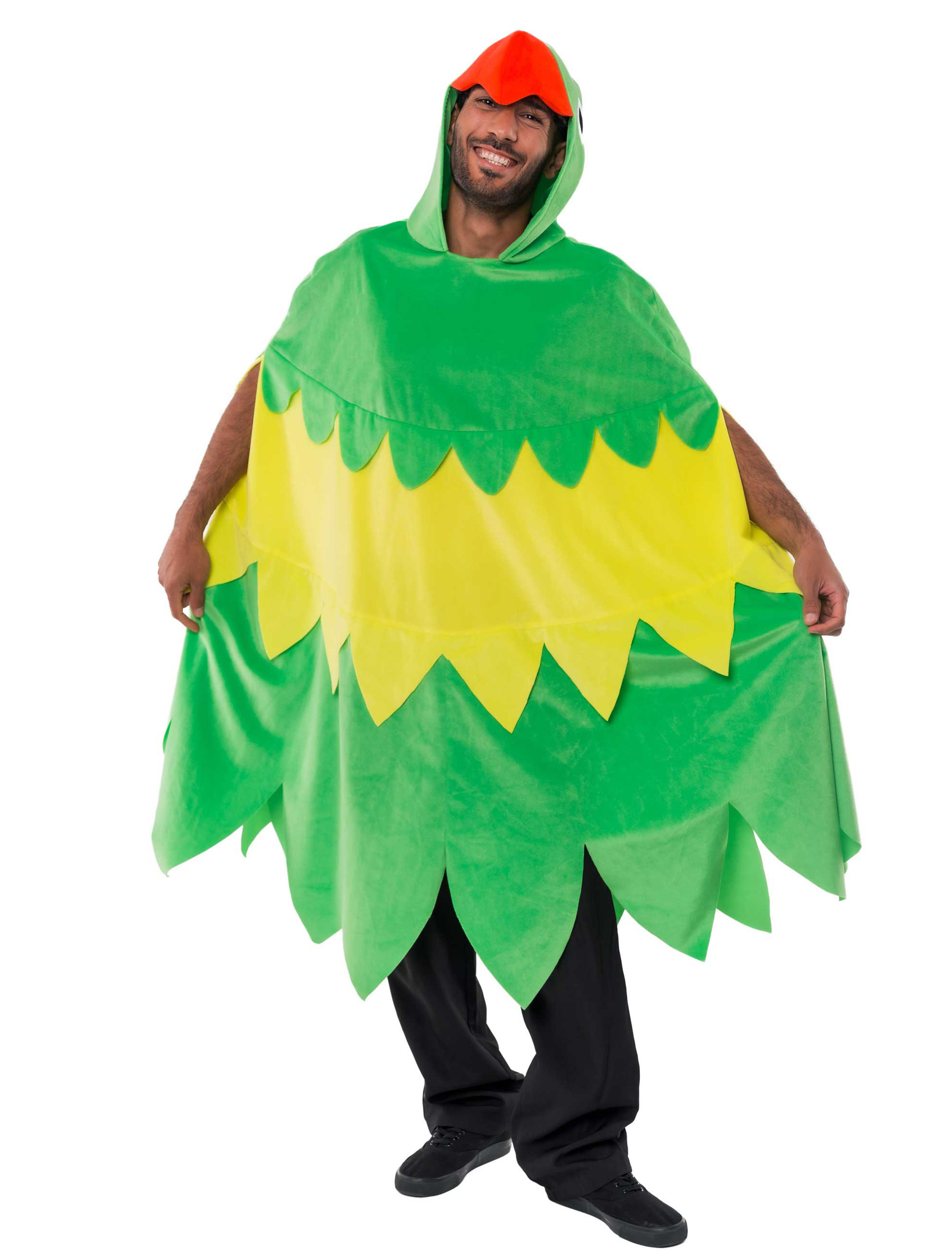 Poncho Plüsch Kölner Papagei grün one size