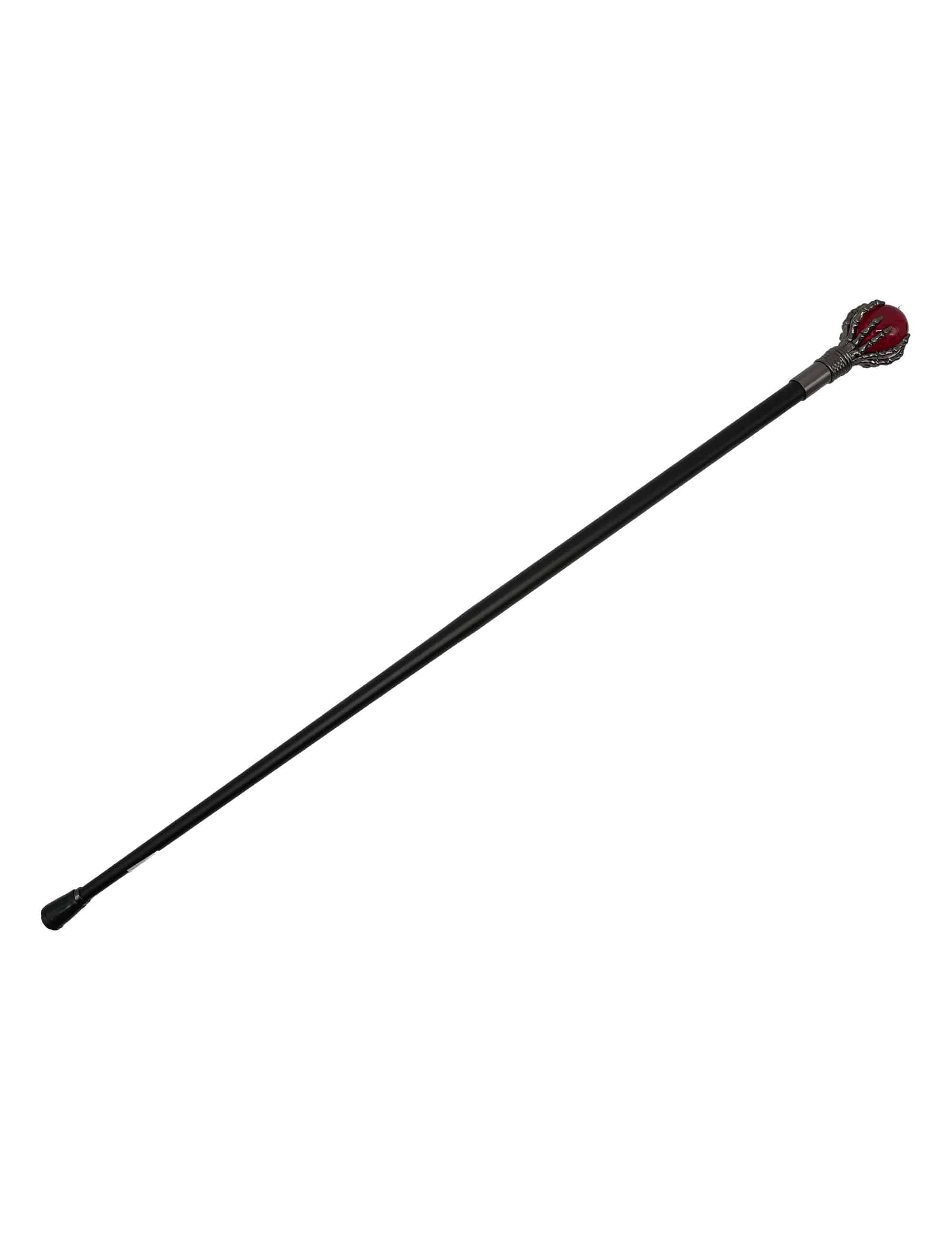 Gehstock mit Glaskugel schwarz/rot