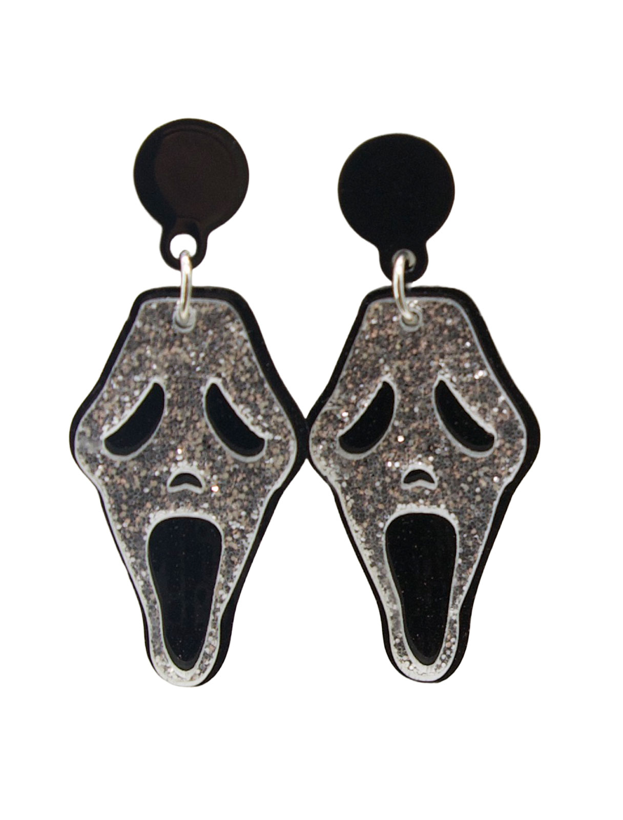 Ohrringe Maske Schrei schwarz/silber