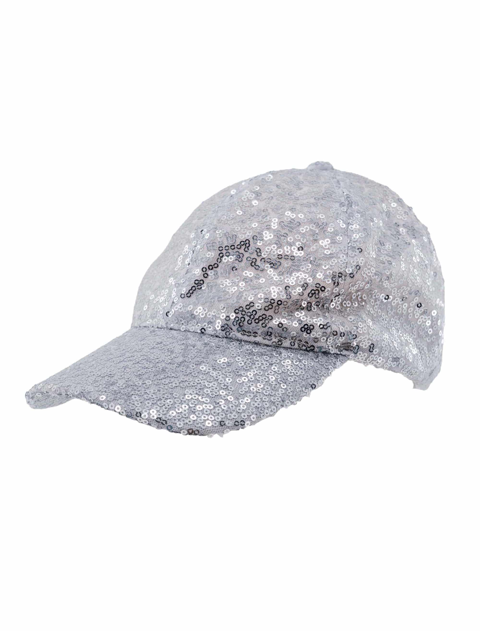 Baseballcap mit Pailletten silber