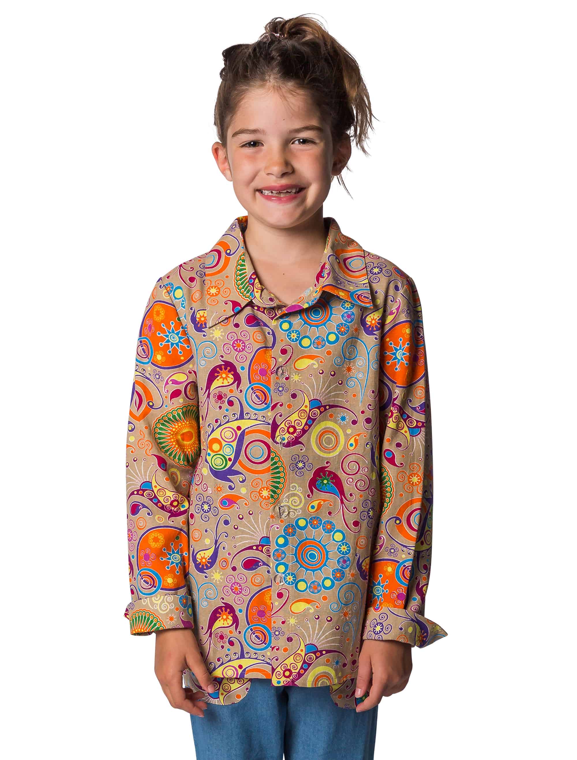 Hemd Flower Power Kinder Jungen beige 140