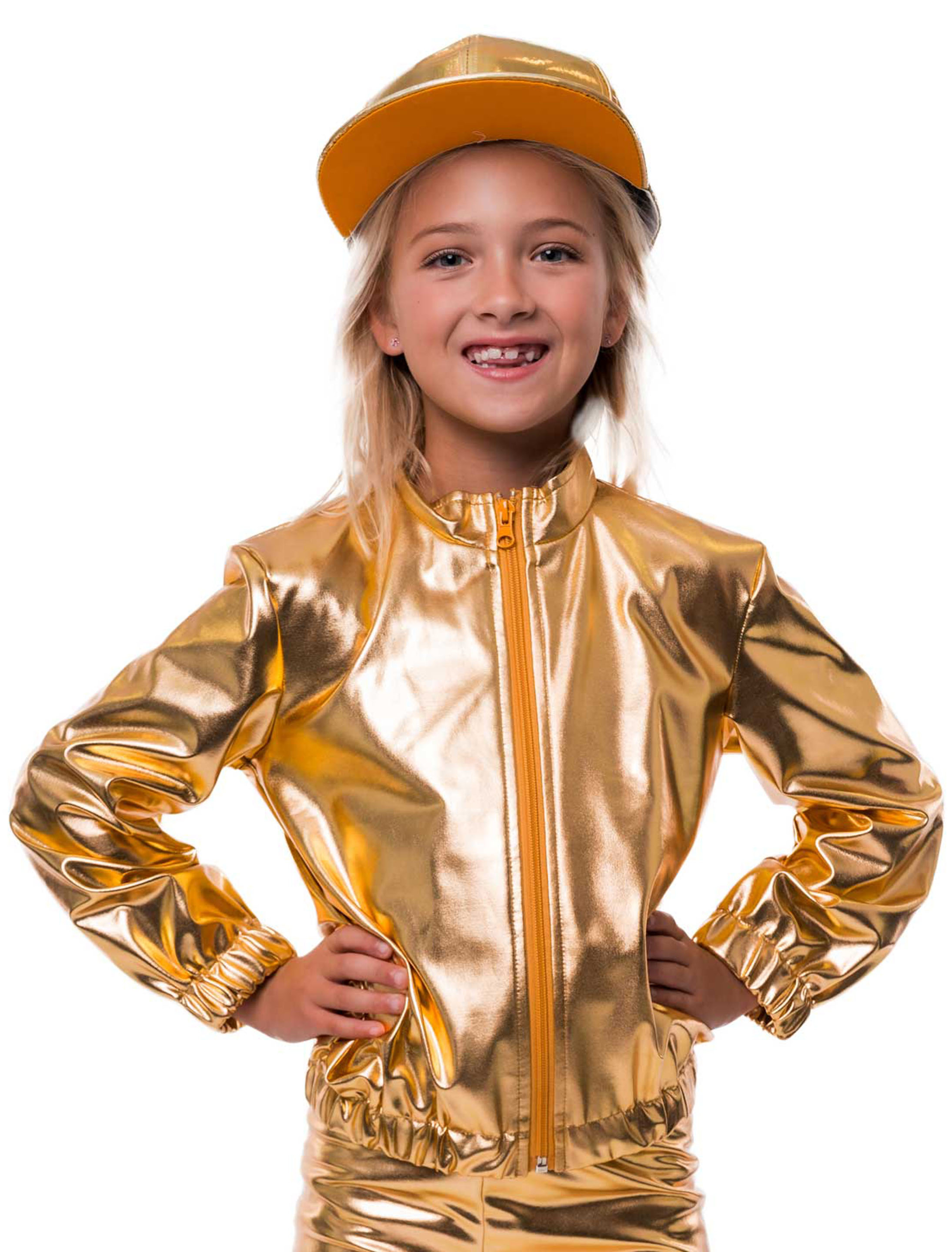 Jacke Metallic Kinder gold 128
