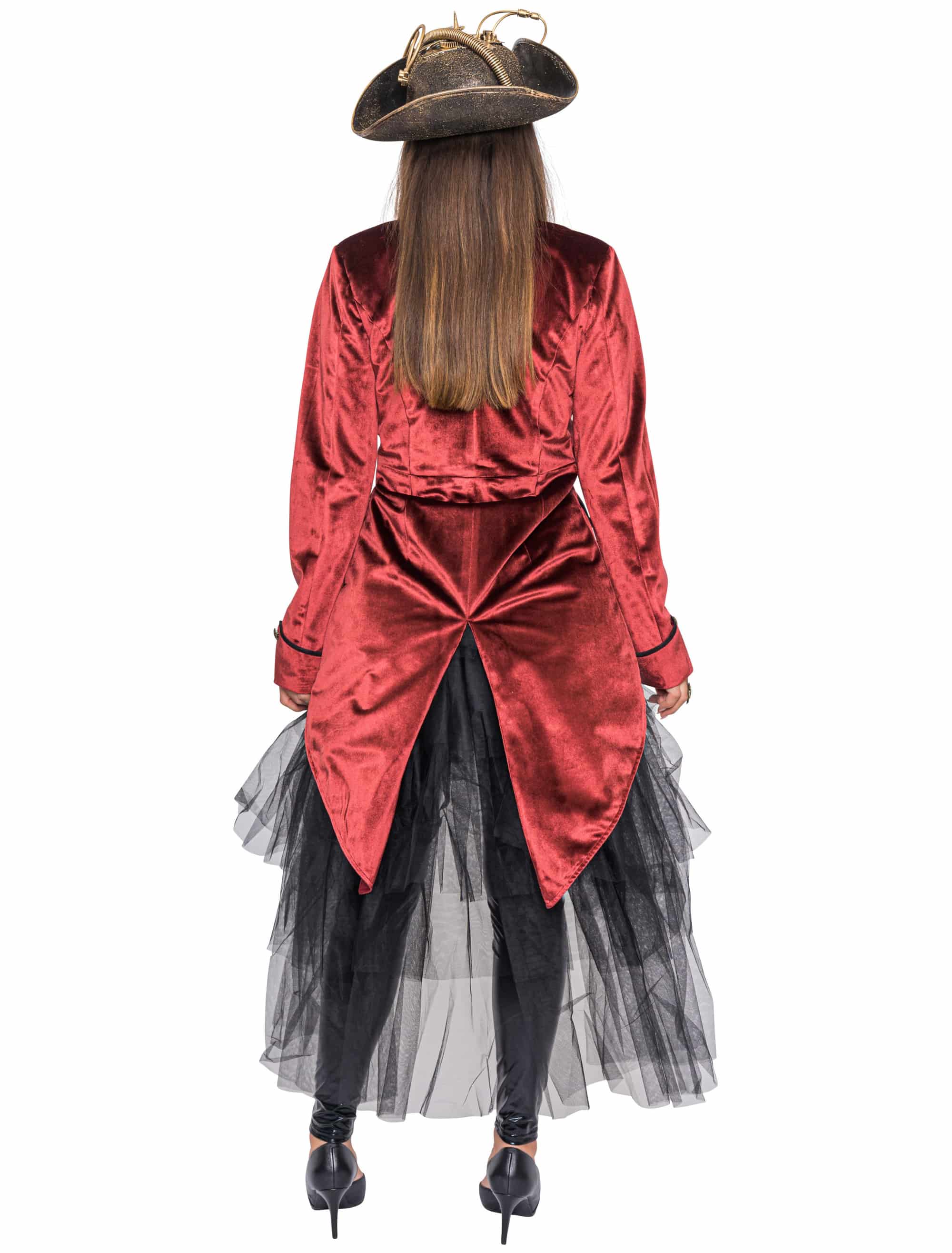 Frack Steampunk Damen Samt rot S