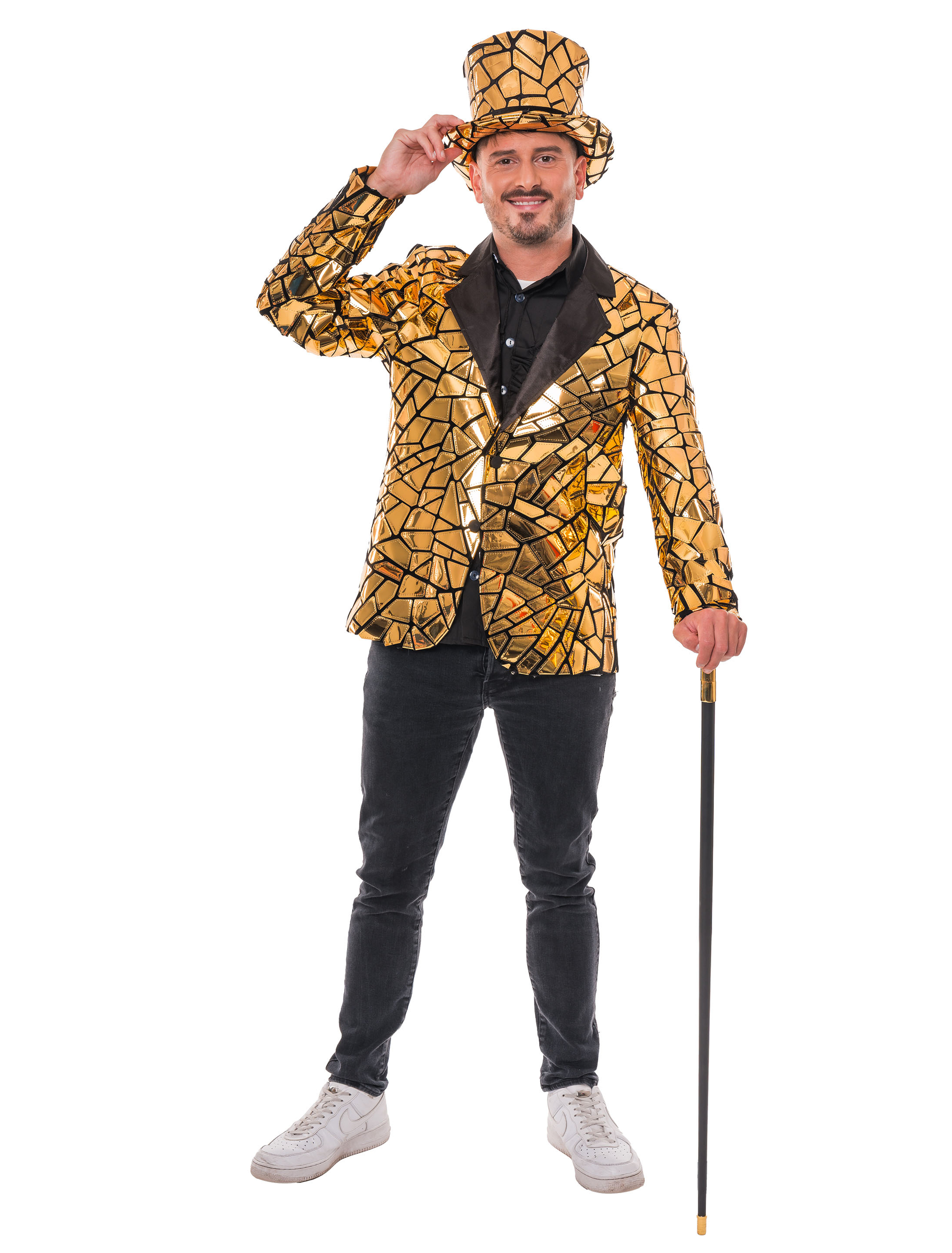 Blazer mit Spiegelmosaik Herren gold XL