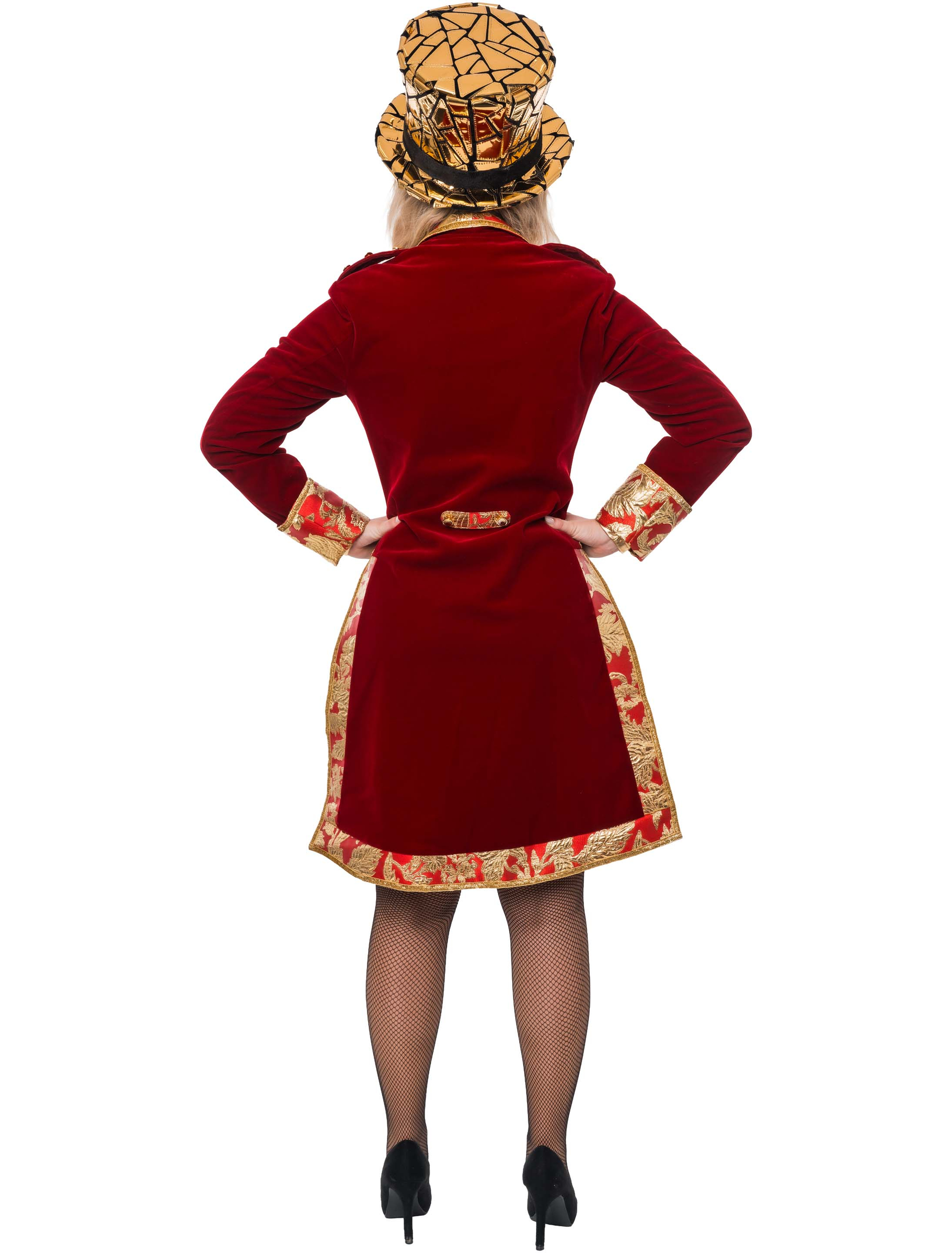 Frack Barock Samt Damen rot/gold S