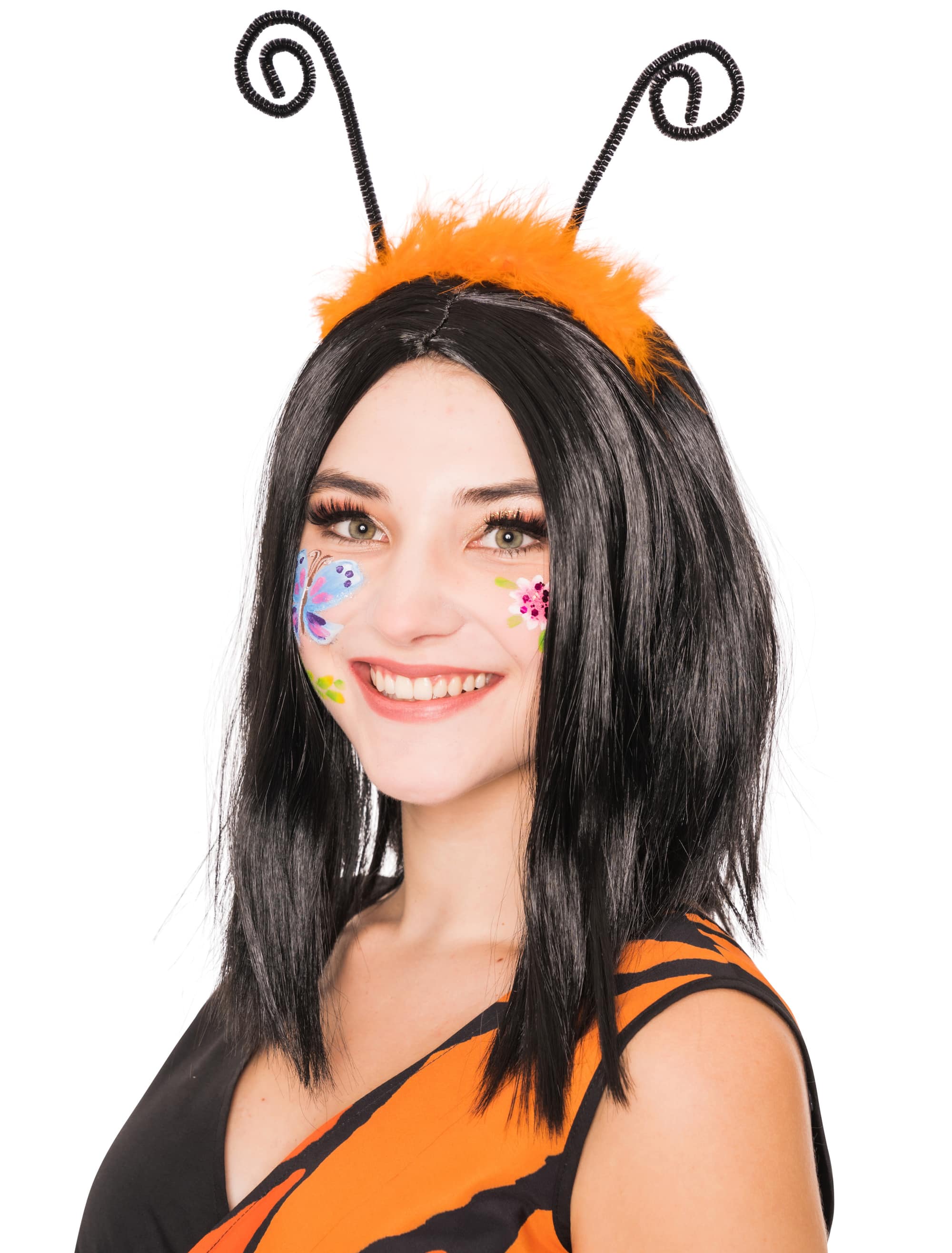 Haarreif Schmetterling mit Federn orange