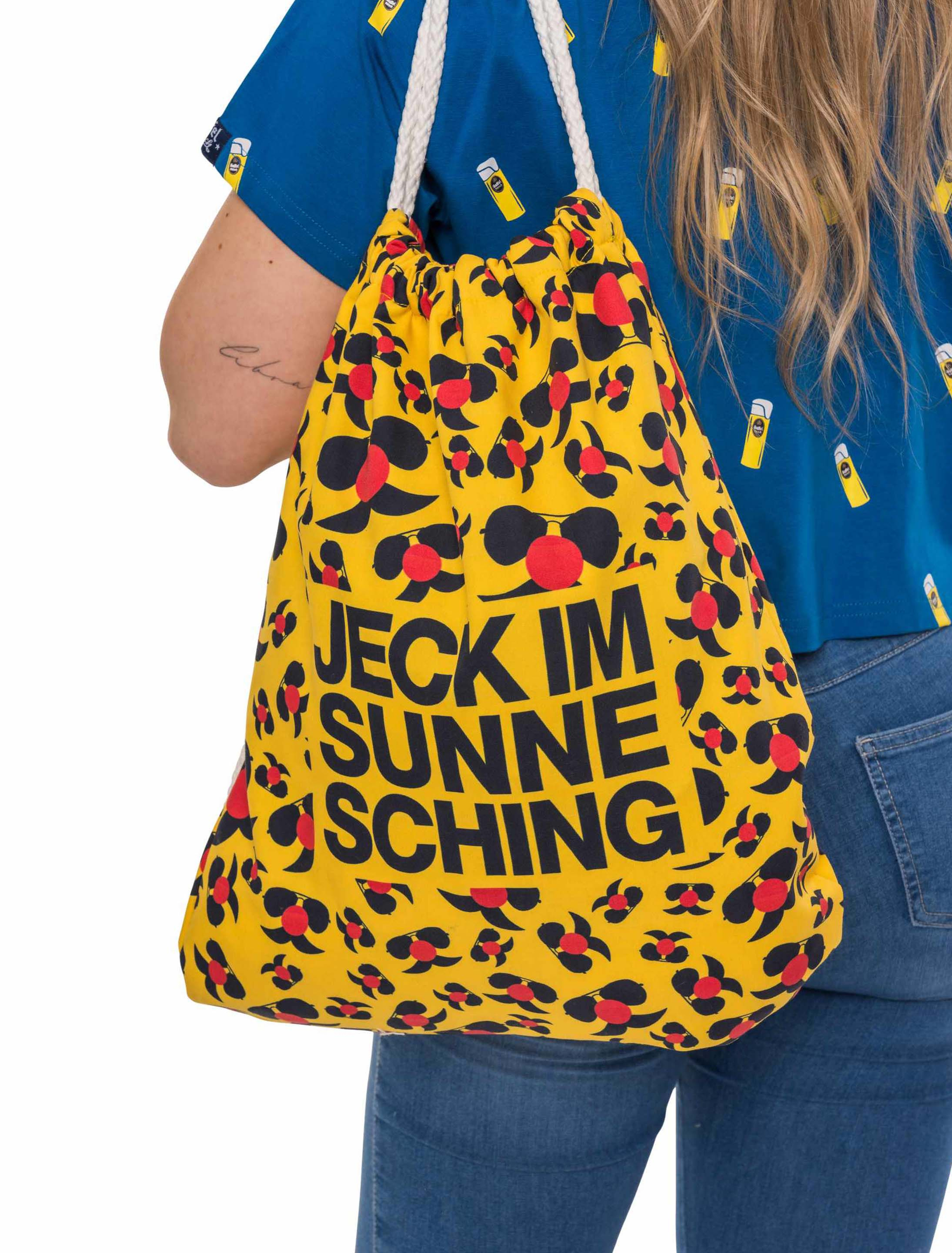 JIS Turnbeutel Logo Jeck im Sunnesching schwarz/gelb