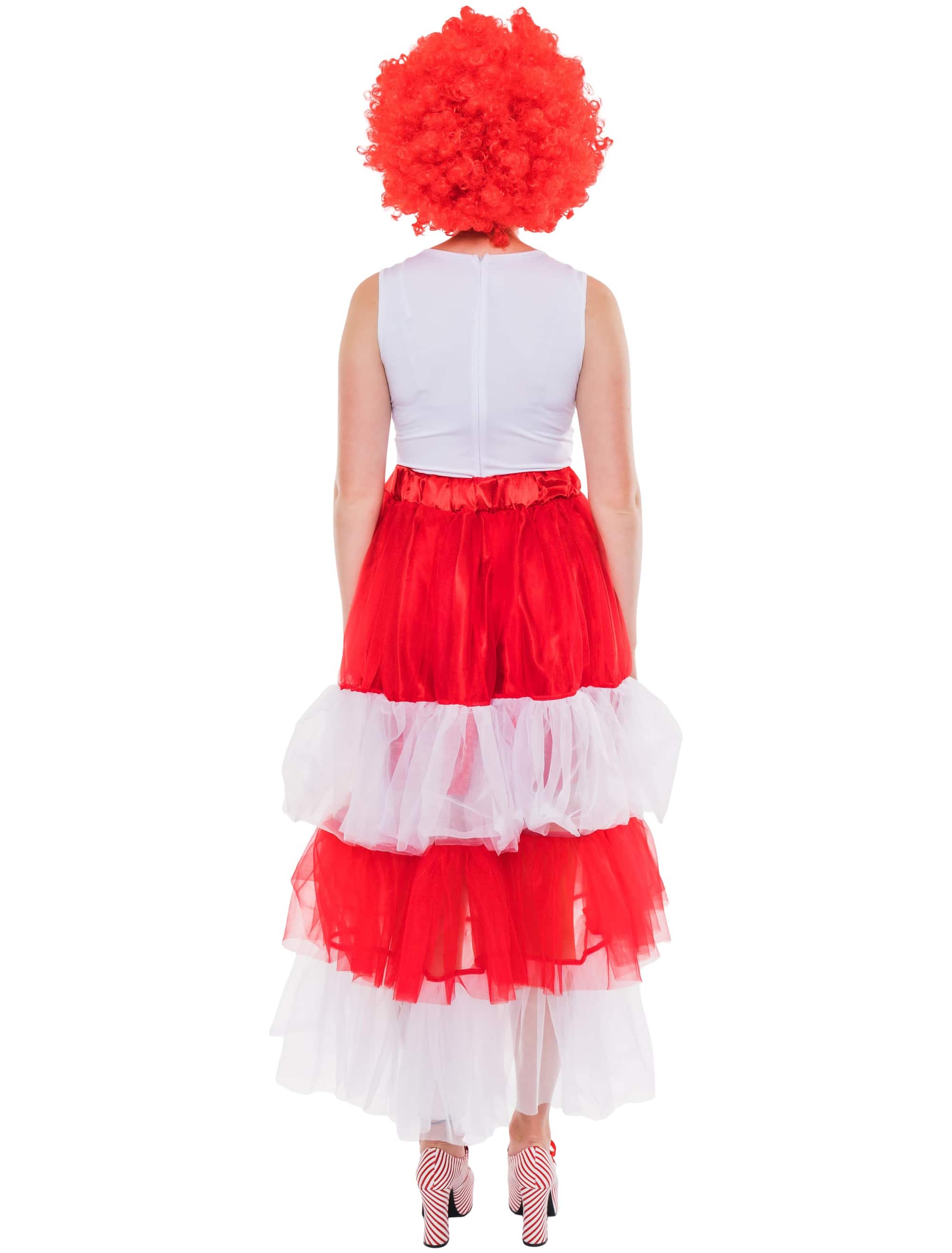 Tüllrock lang Damen rot/weiß one size