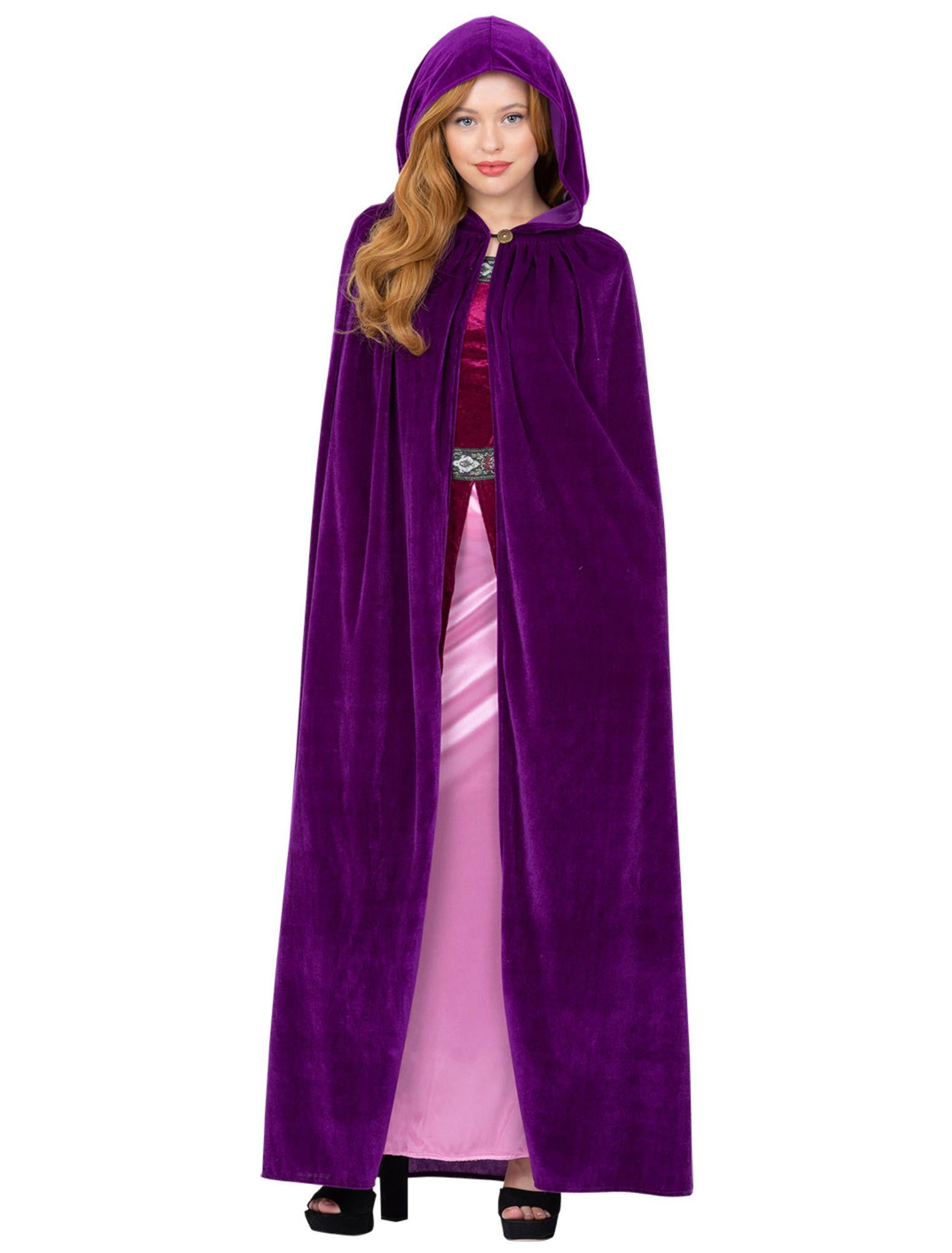 Cape mit Kapuze Samt lila one size