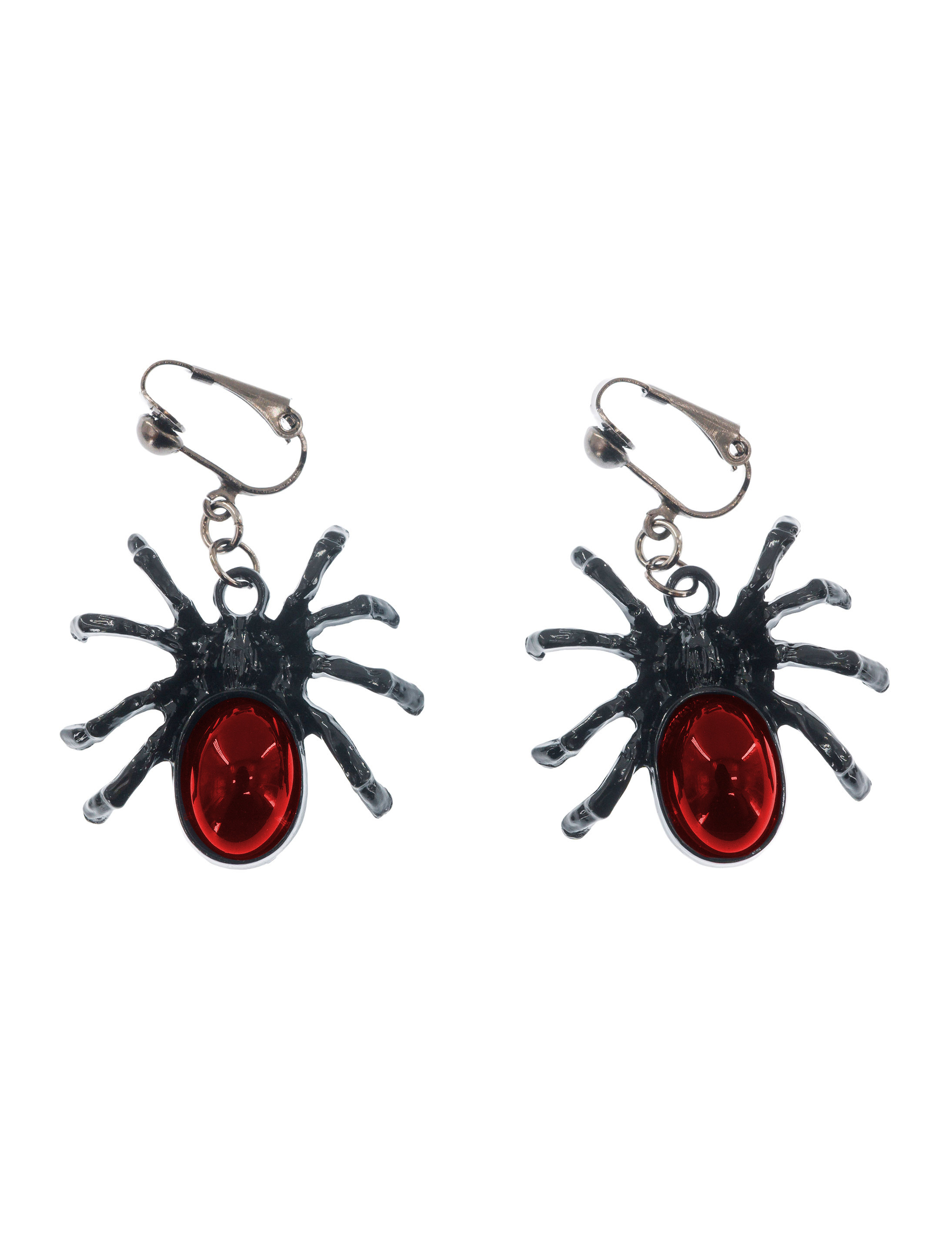 Ohrclips Spinne schwarz/rot
