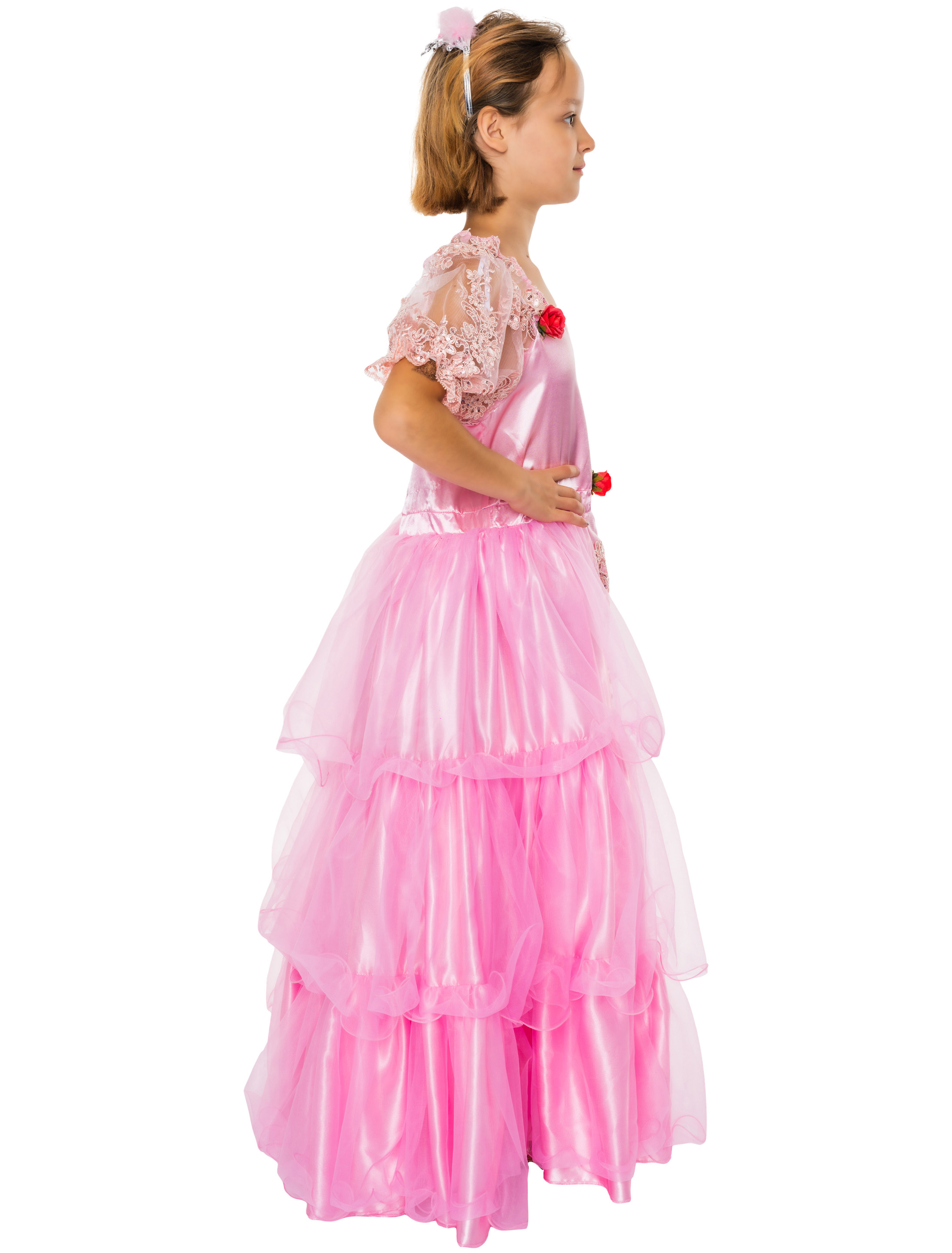Kleid mit Rosen Prinzessin Kinder pink 104