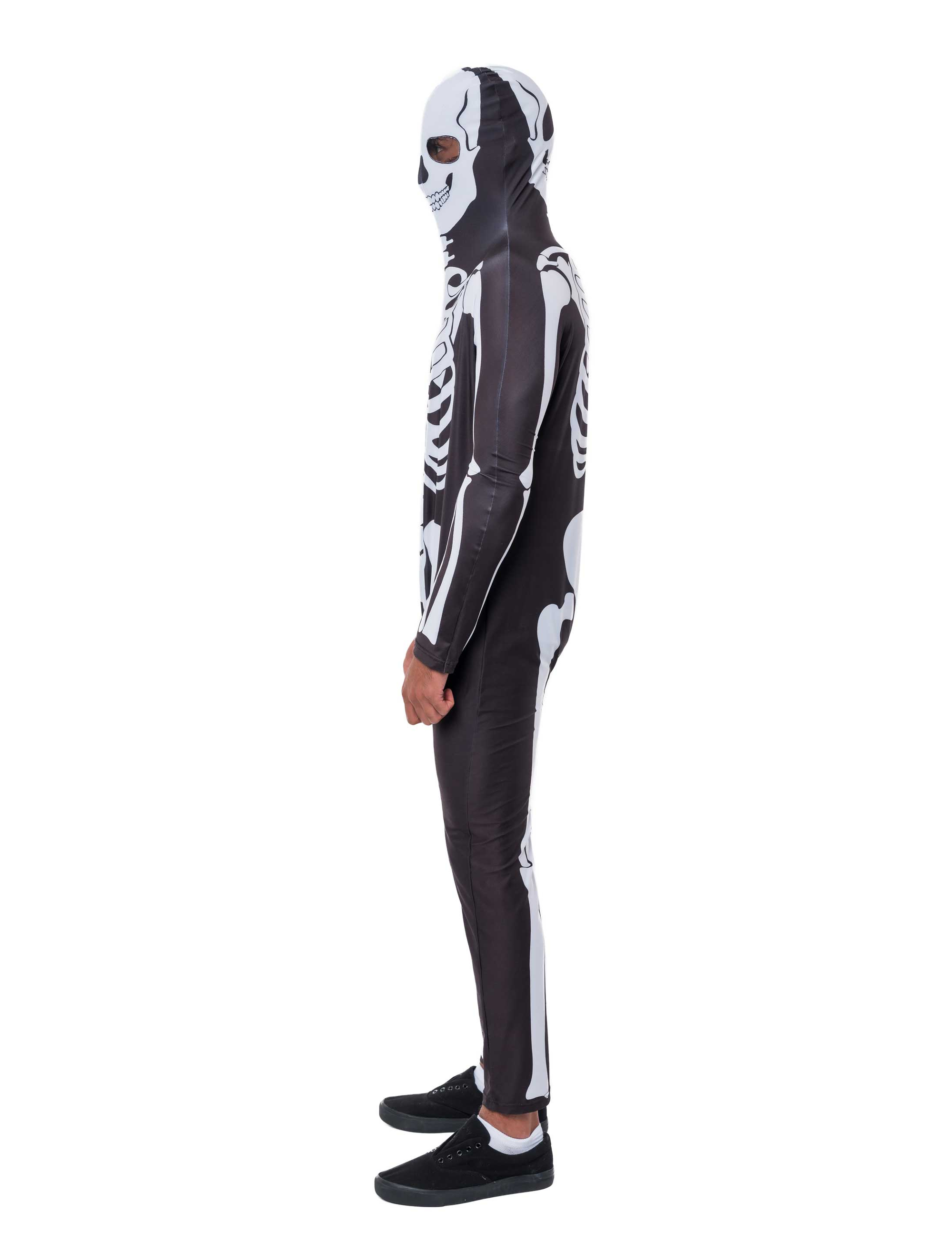 Ganzkörperanzug Skelett Herren schwarz/weiß S/M