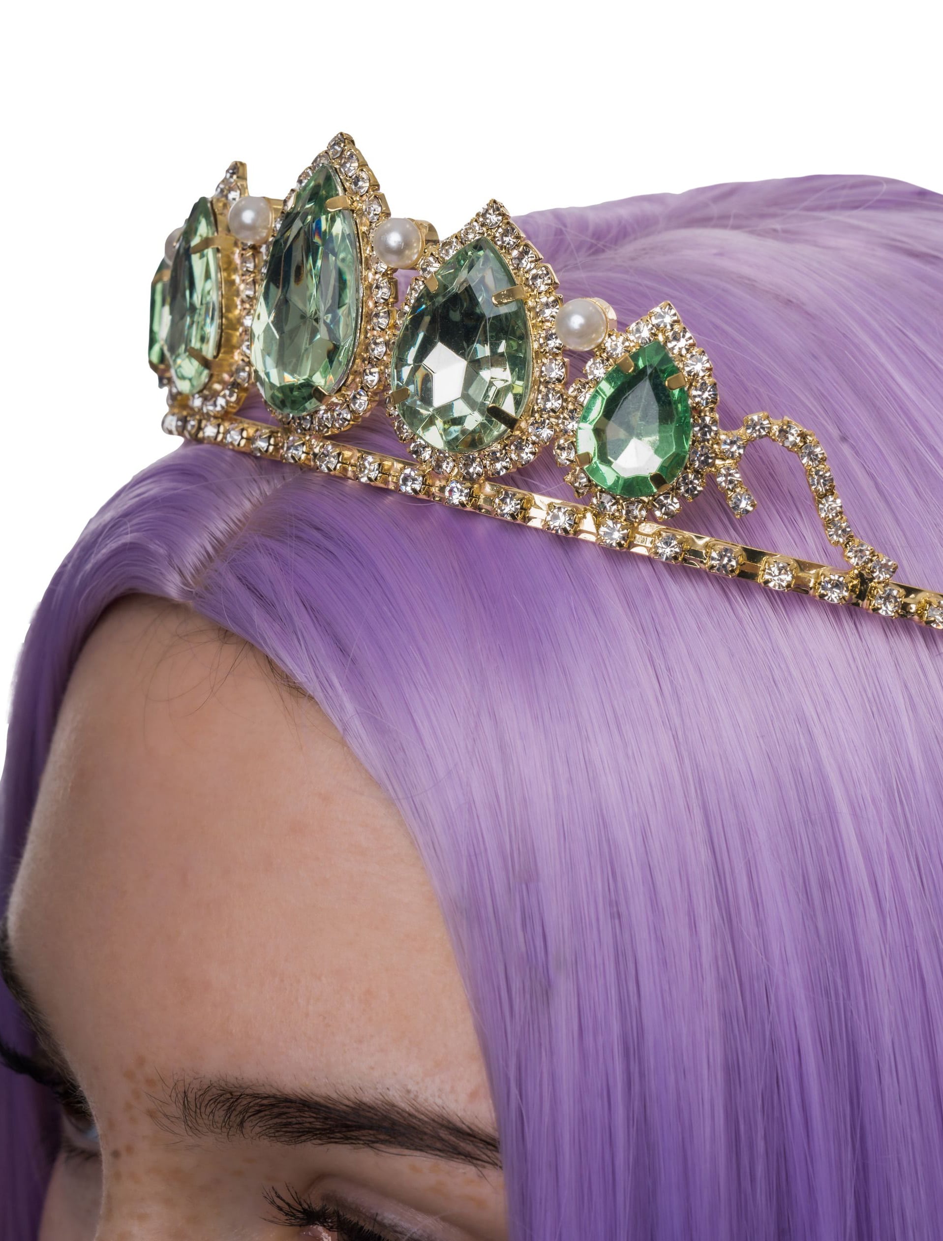 Diadem gold mit Kristall Damen grün/gold