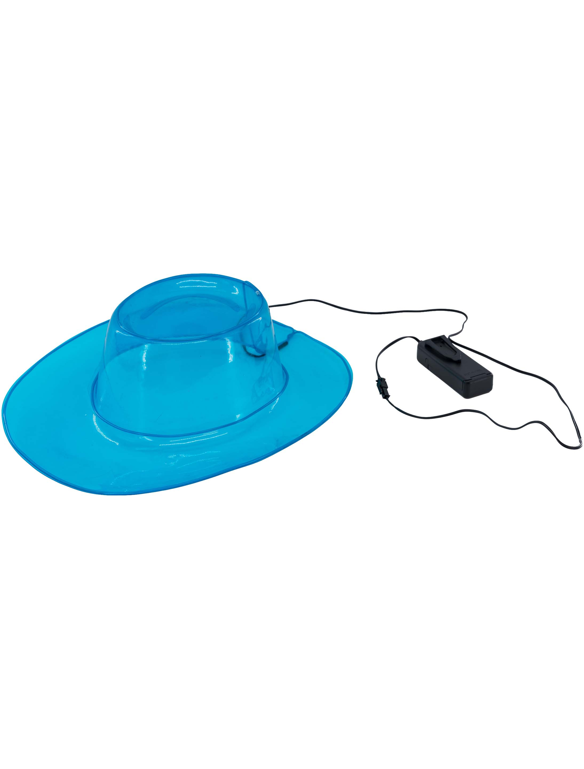Cowboyhut transparent mit LED blau 55