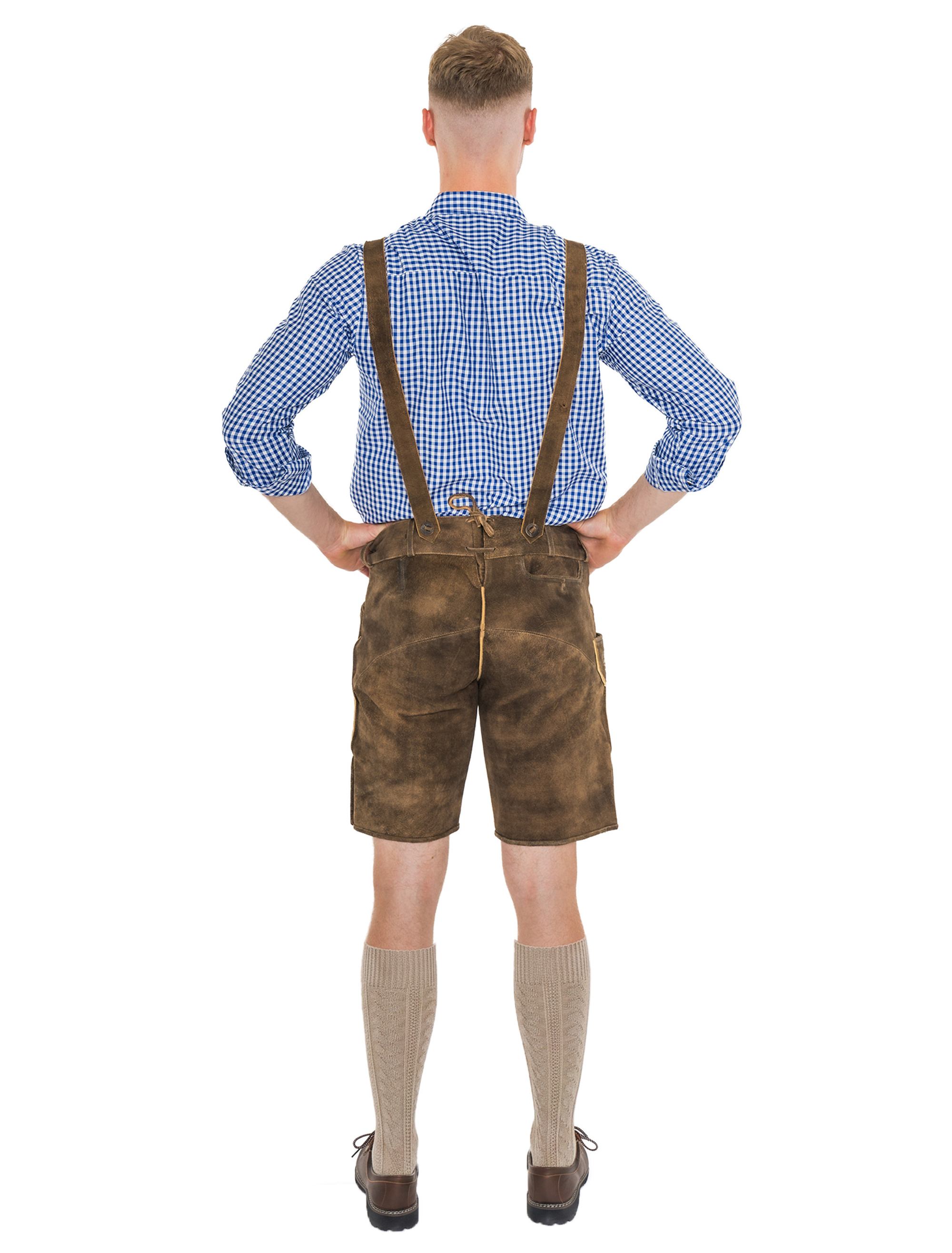 Lederhose kurz mit Hirsch Herren braun 2XL