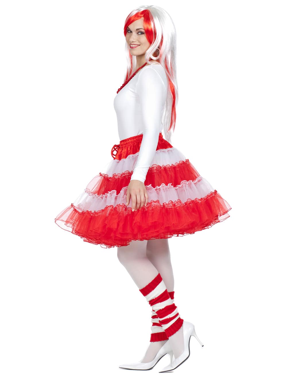 Petticoat de luxe Damen rot/weiß one size