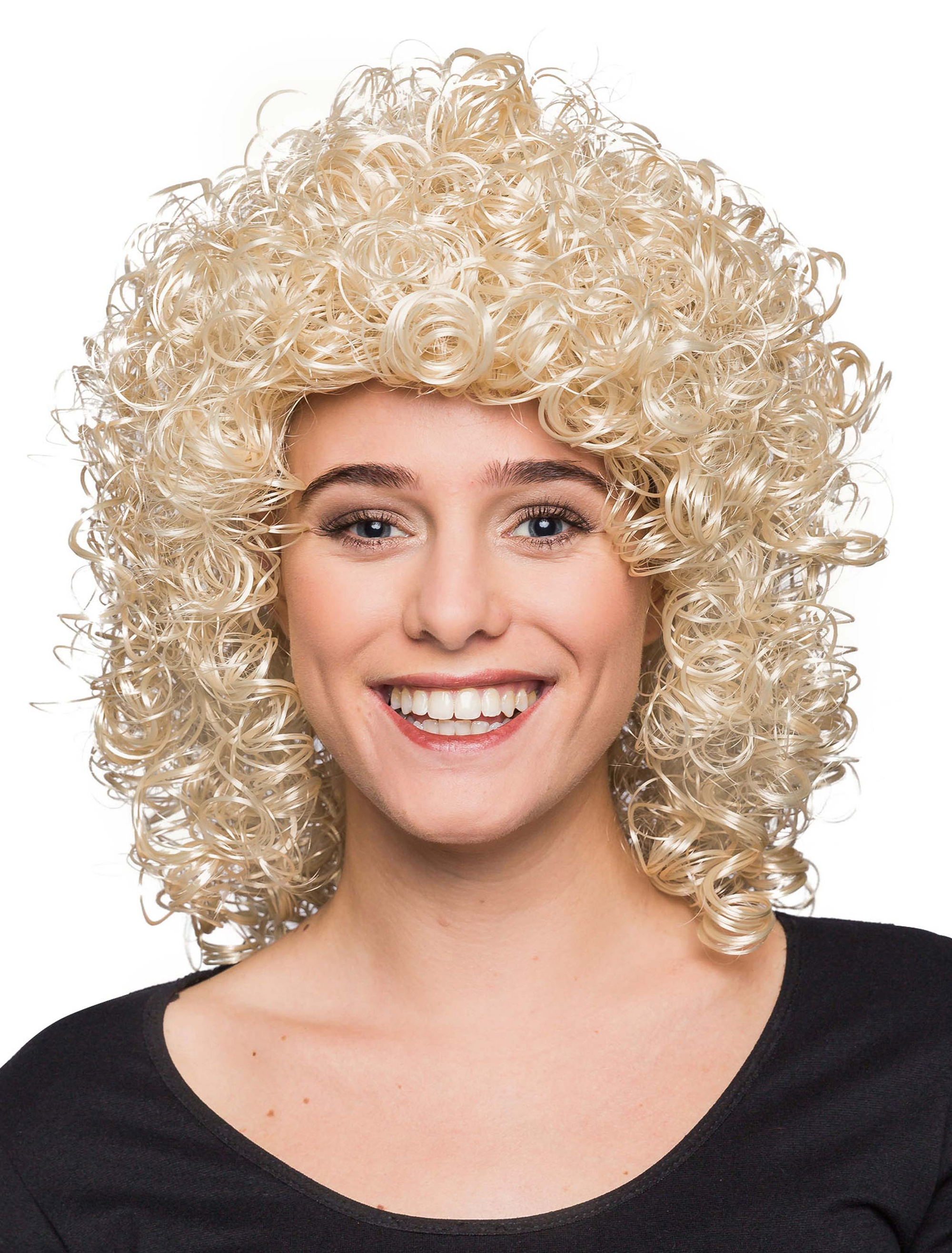 Perücke mittelang wilde Locken blond one size
