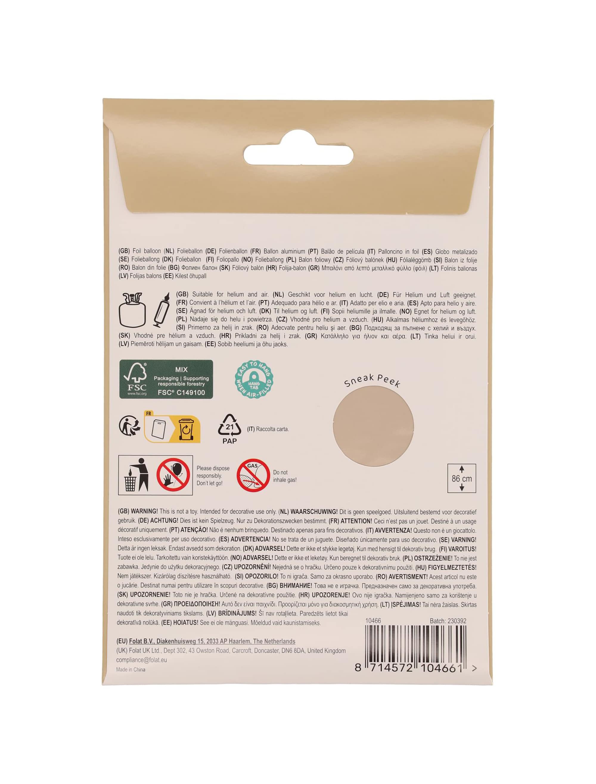 Folienballon Zahl 6 L matt gold