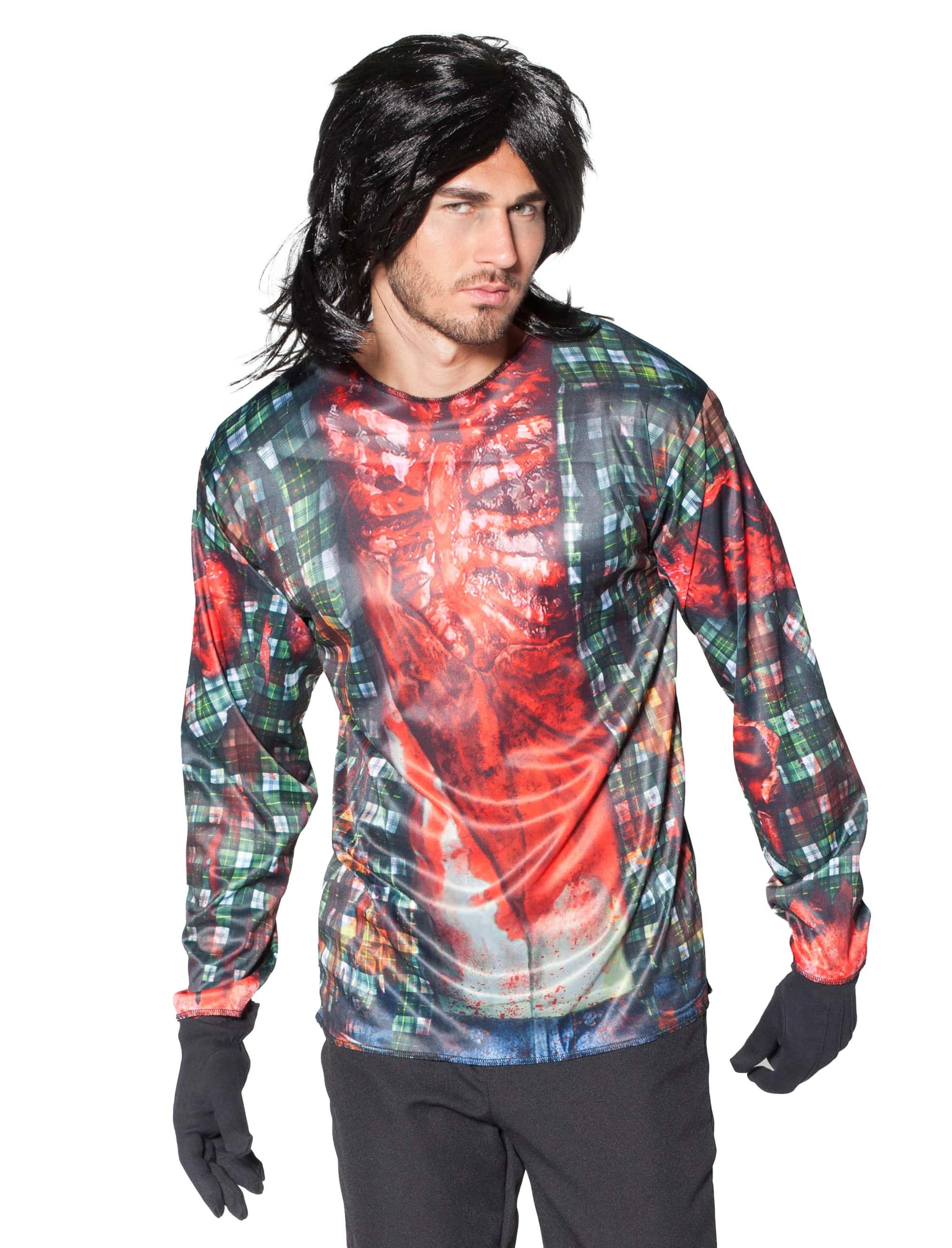 T-Shirt Zombie langarm Herren schwarz L