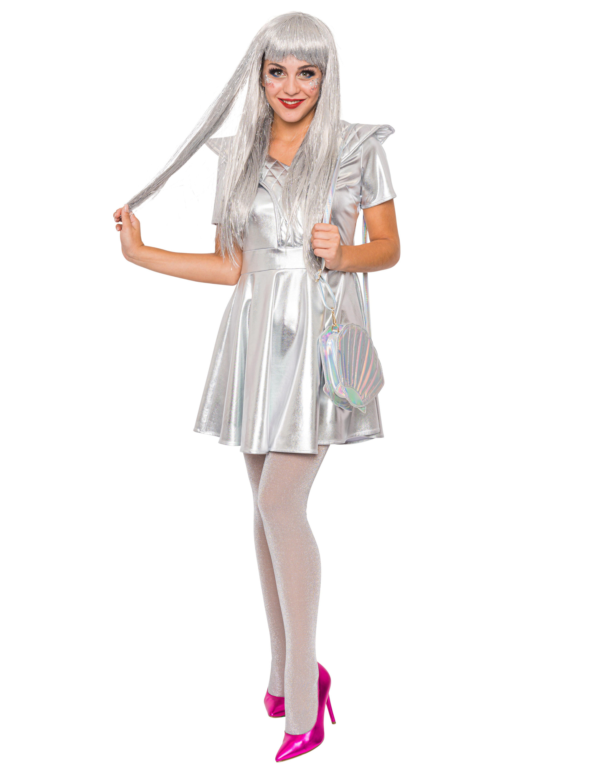 Kleid Space Damen silber L/XL