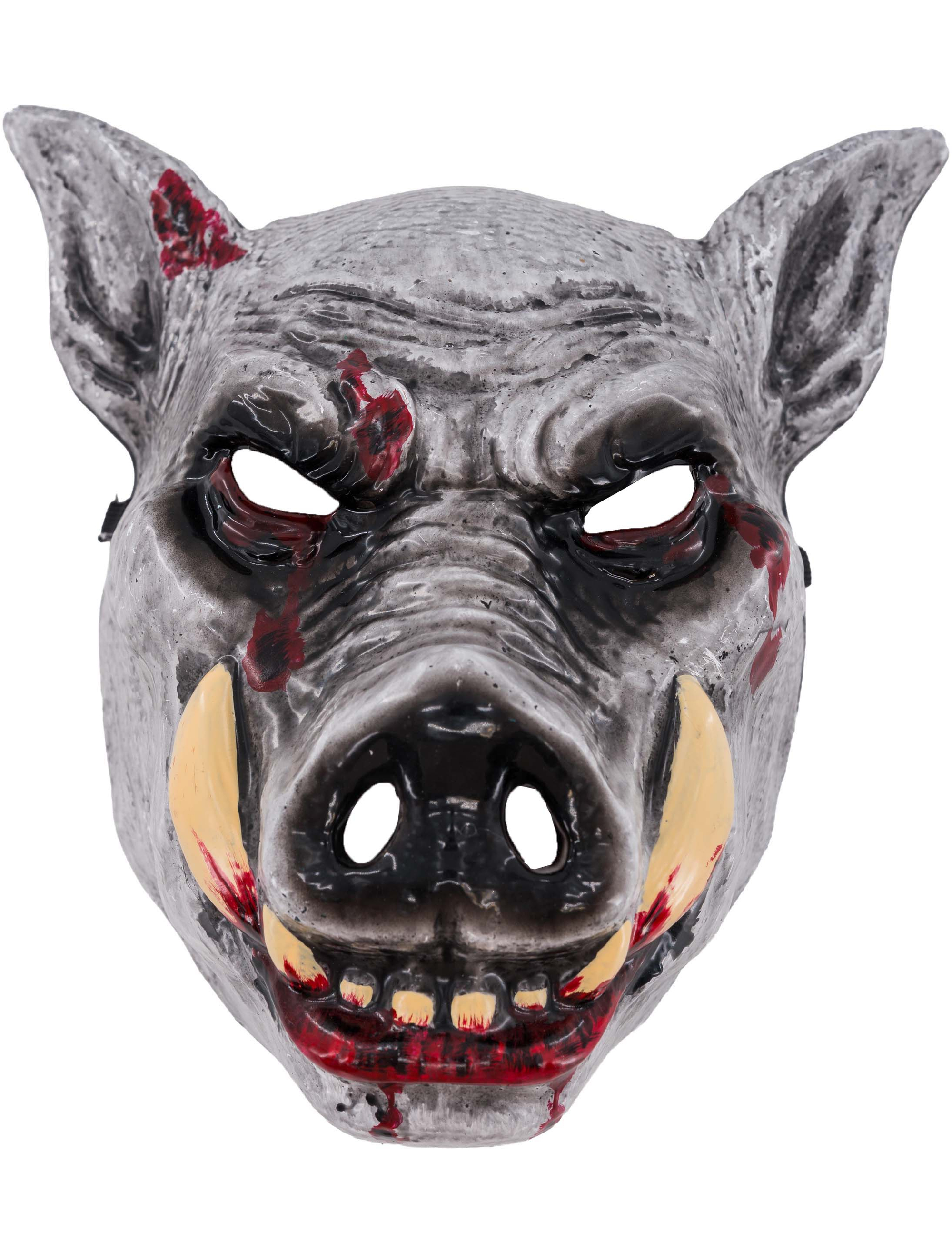 Maske Horror-Schwein Blutspritzer grau