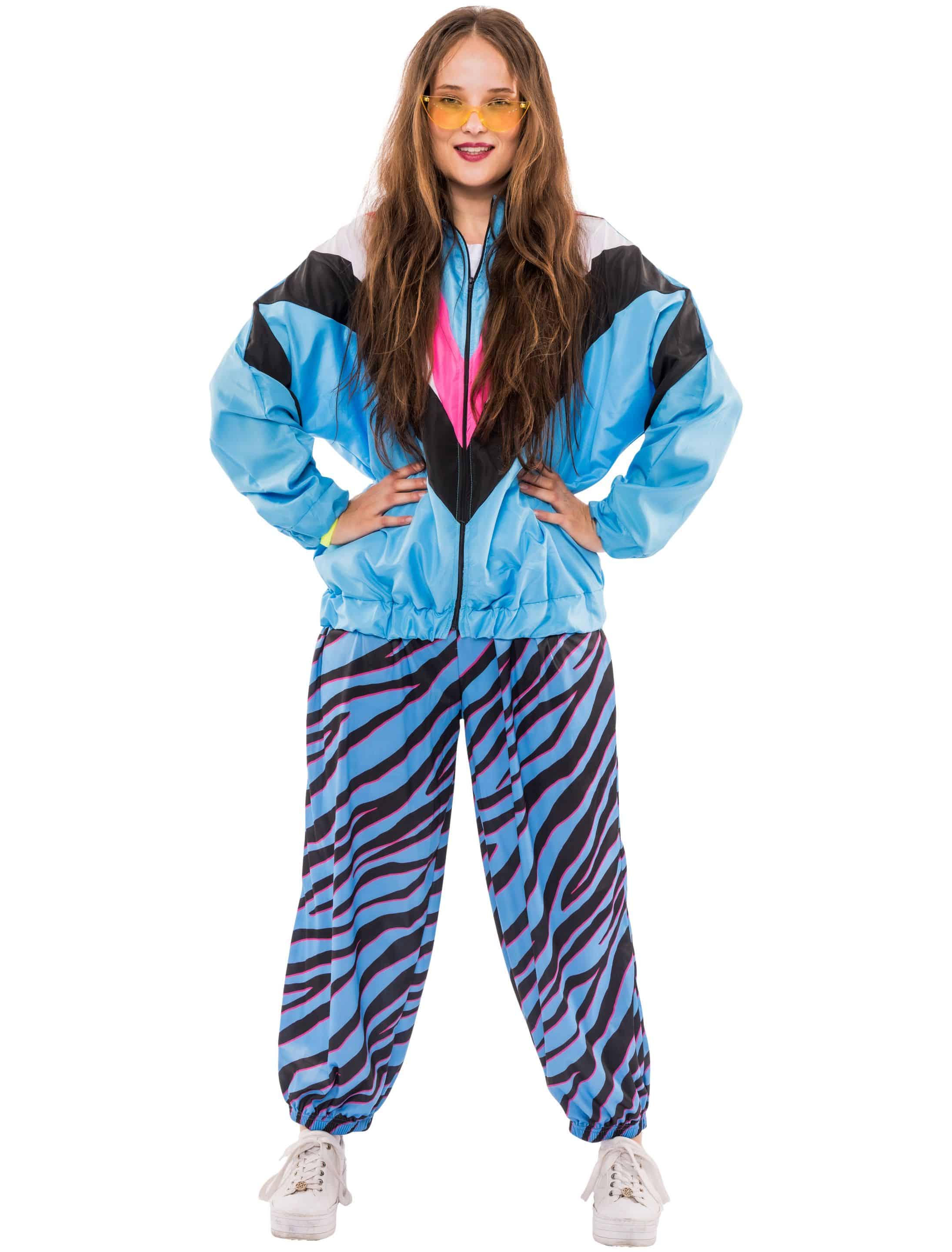 Jogging Anzug Zebra Print 2 tlg. blau M