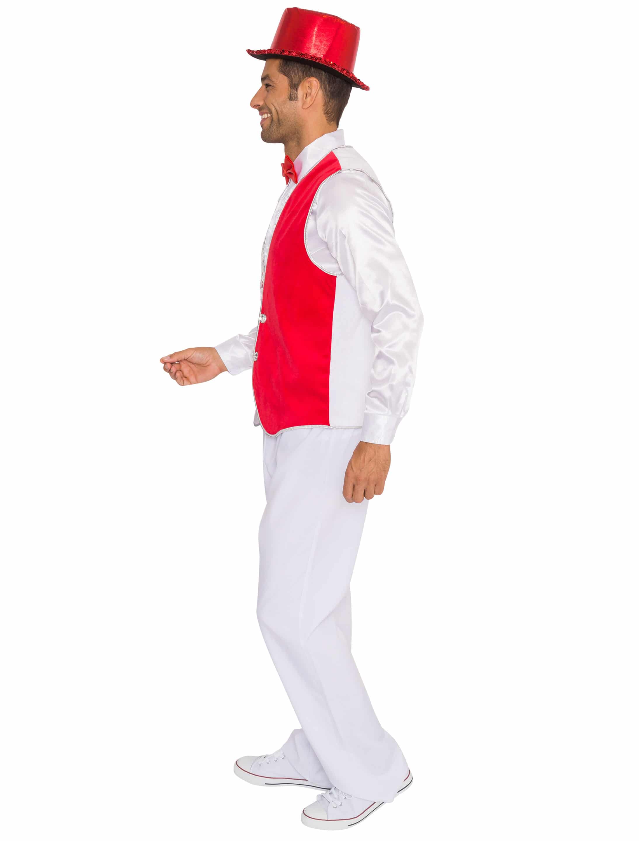Weste mit Sternen Herren rot/weiß S/M Weste mit Sternen Herren rot/weiß S/M