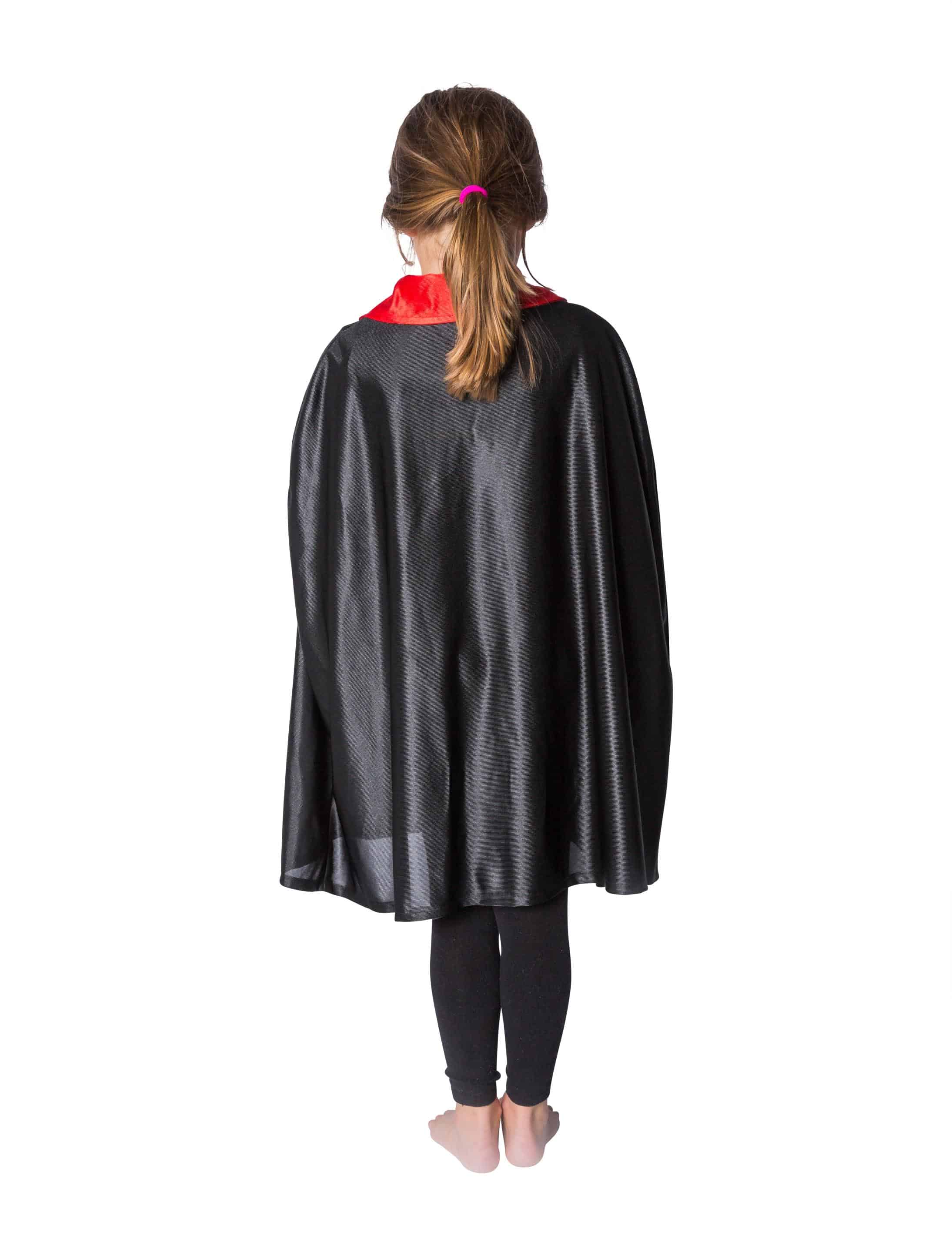 Cape schwarz mit rotem Kragen Kinder one size