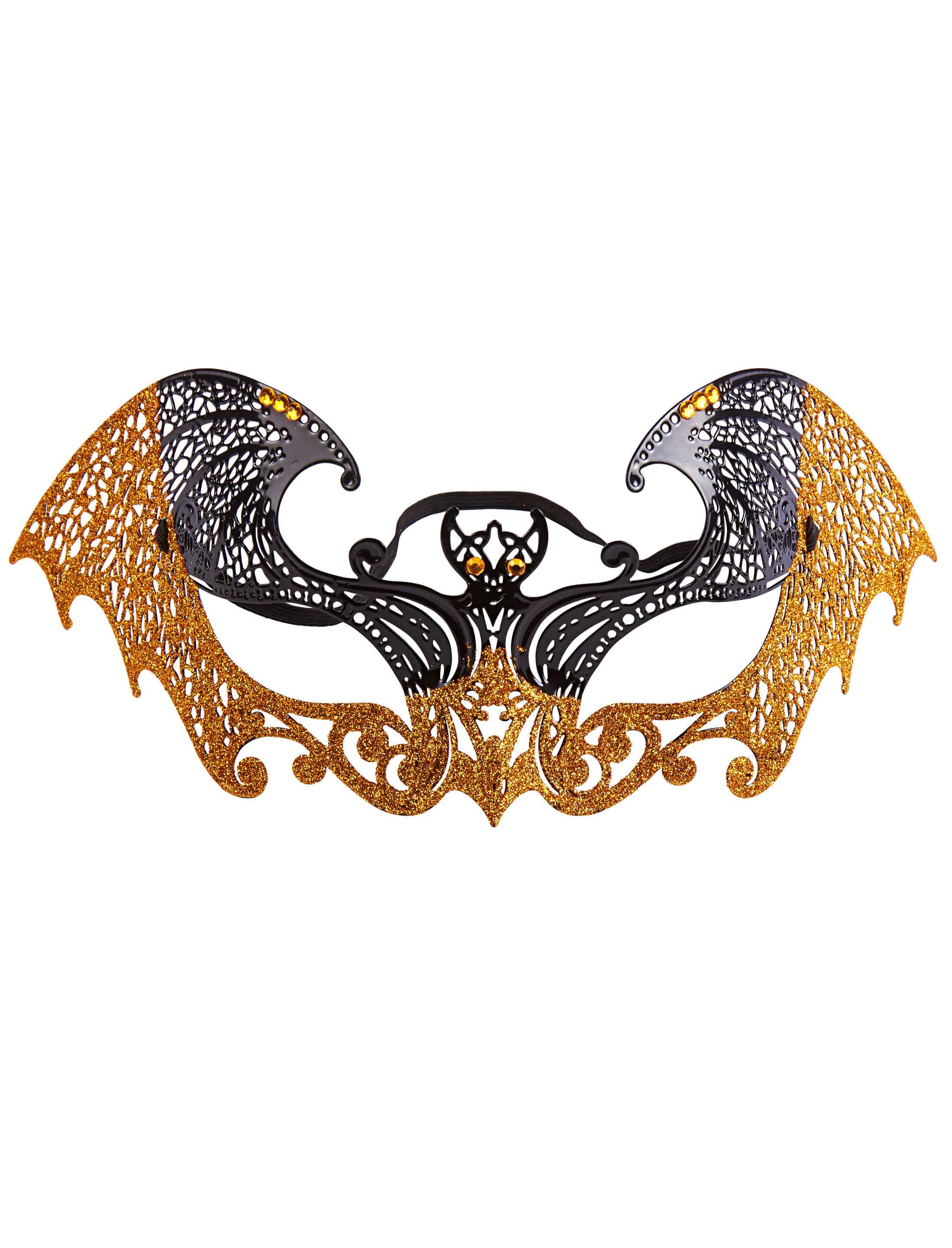 Metallmaske Anne mit Strass fein schwarz/gold Metallmaske Anne mit Strass fein schwarz/gold
