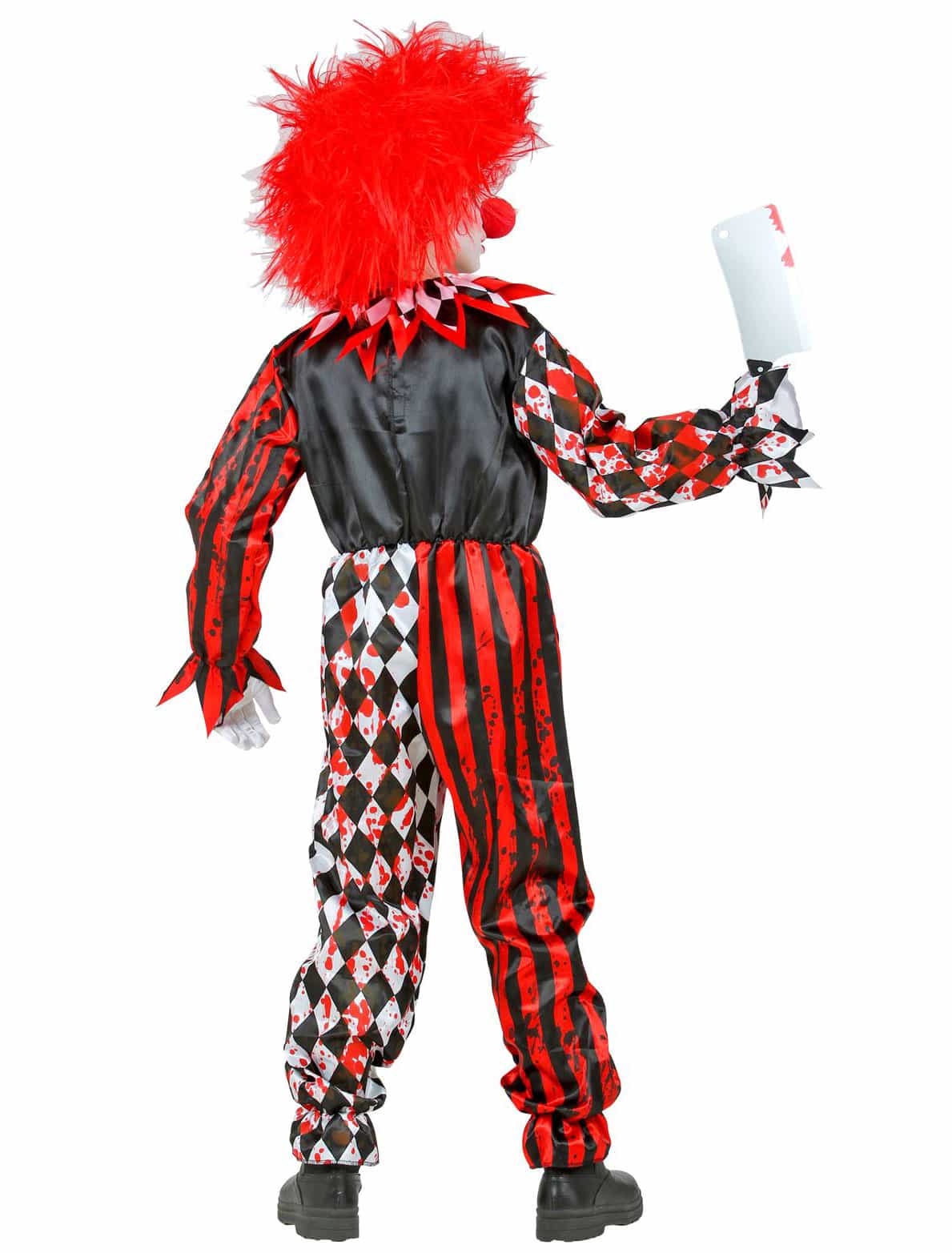 Overall gruseliger Clown Kinder schwarz/weiß/rot 128