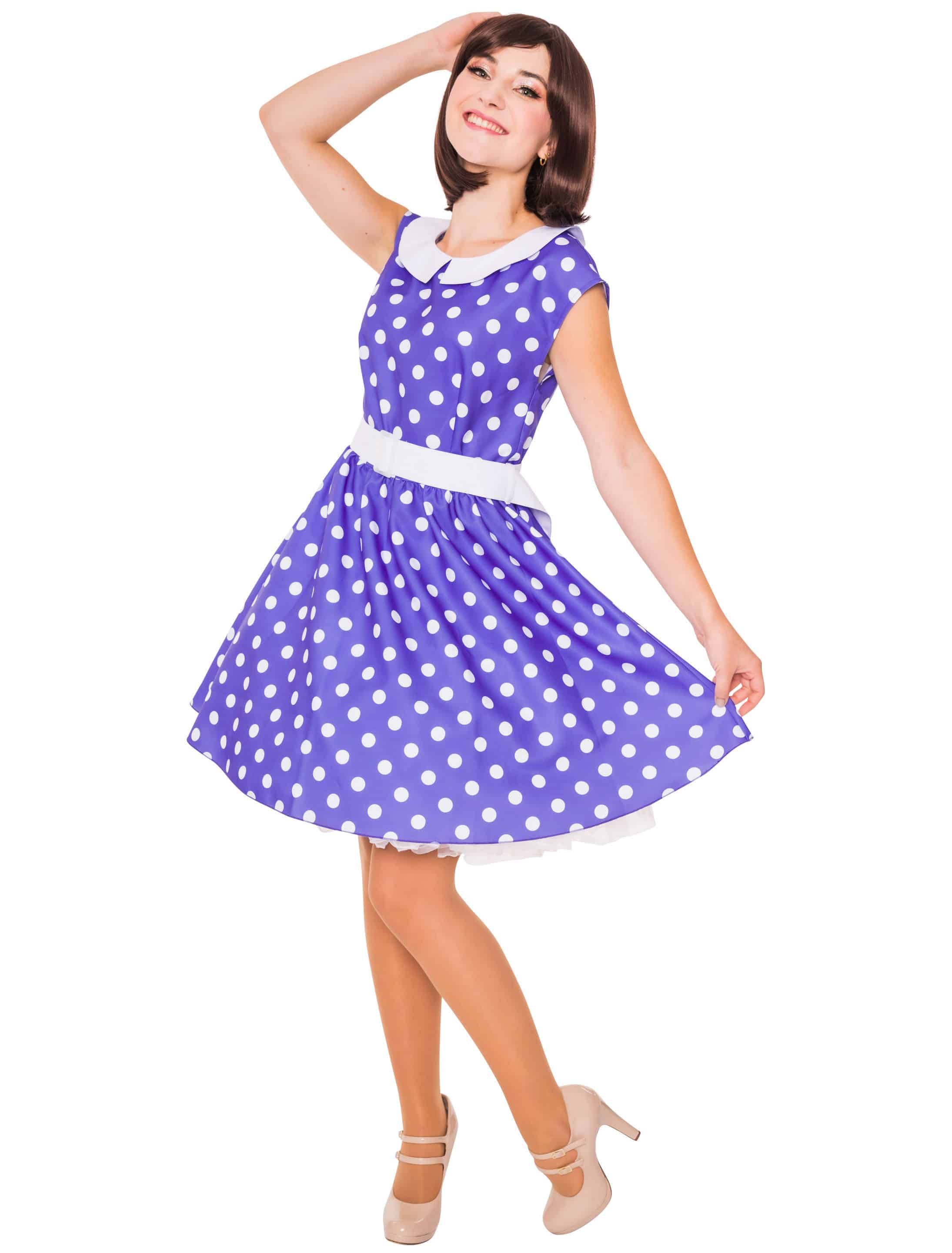 Kleid mit Punkten 2-tlg. violett XL