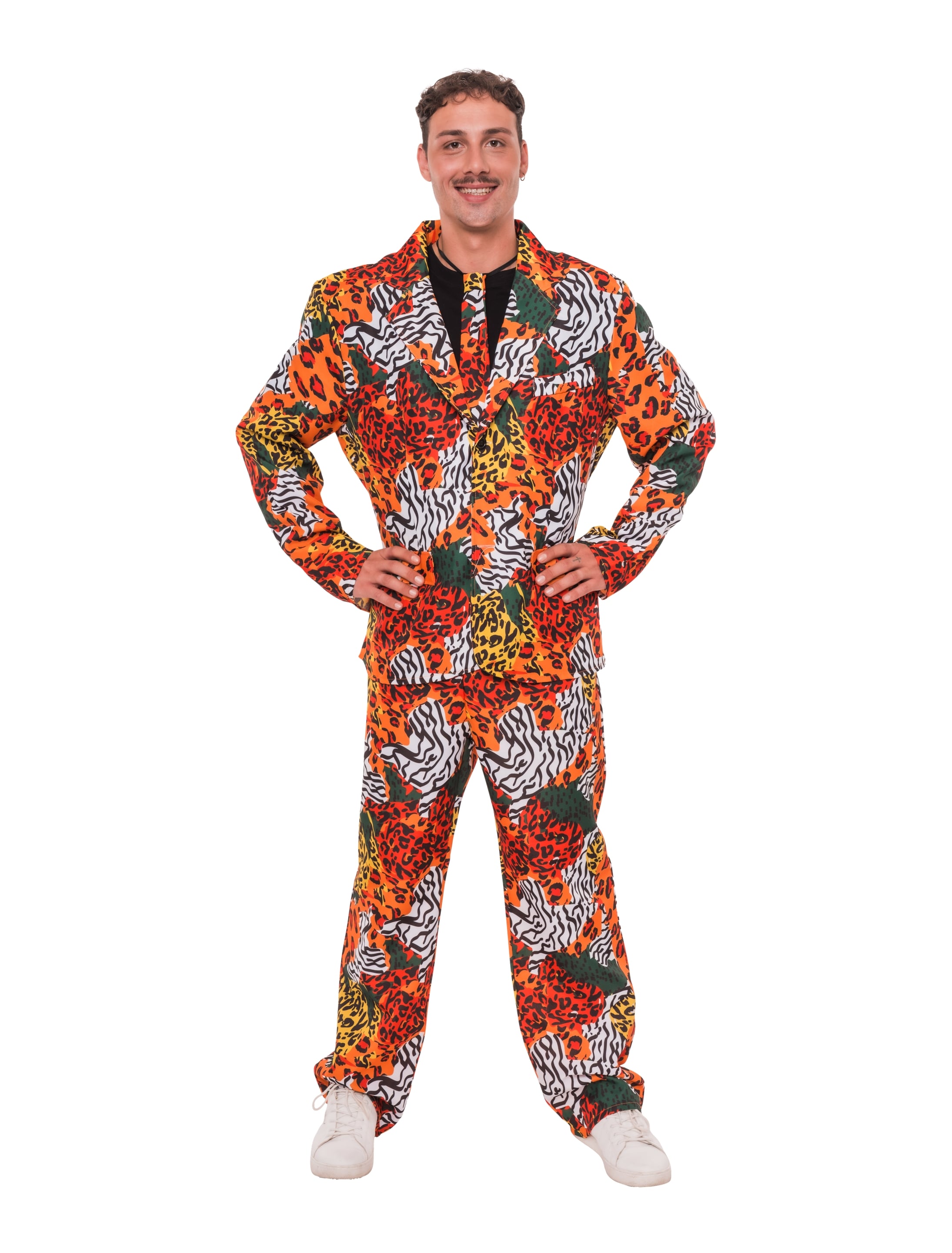 Anzug 3-tlg. animal print Herren bunt M/L