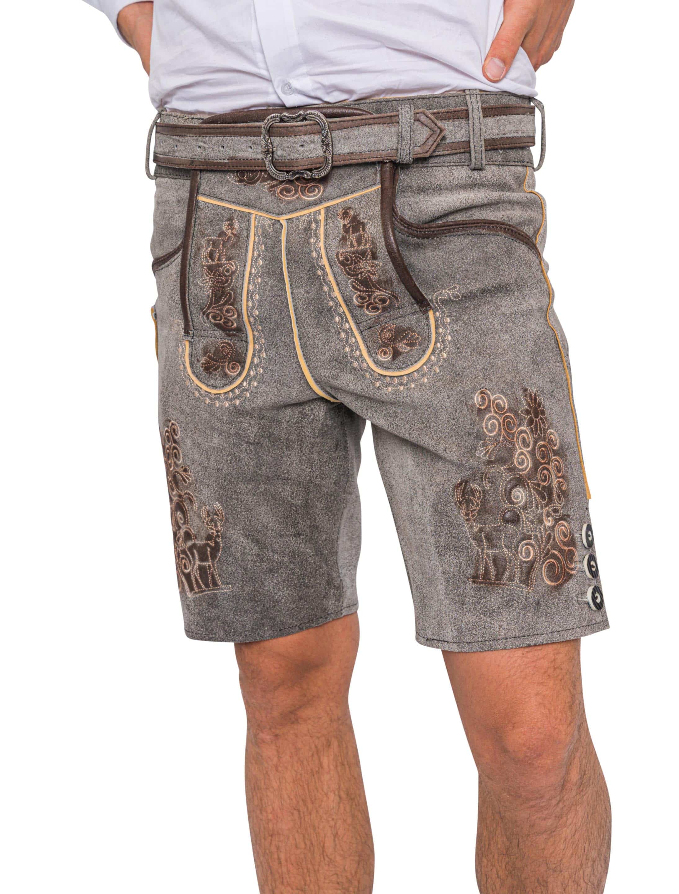 Lederhose Uli Herren grau 3XL