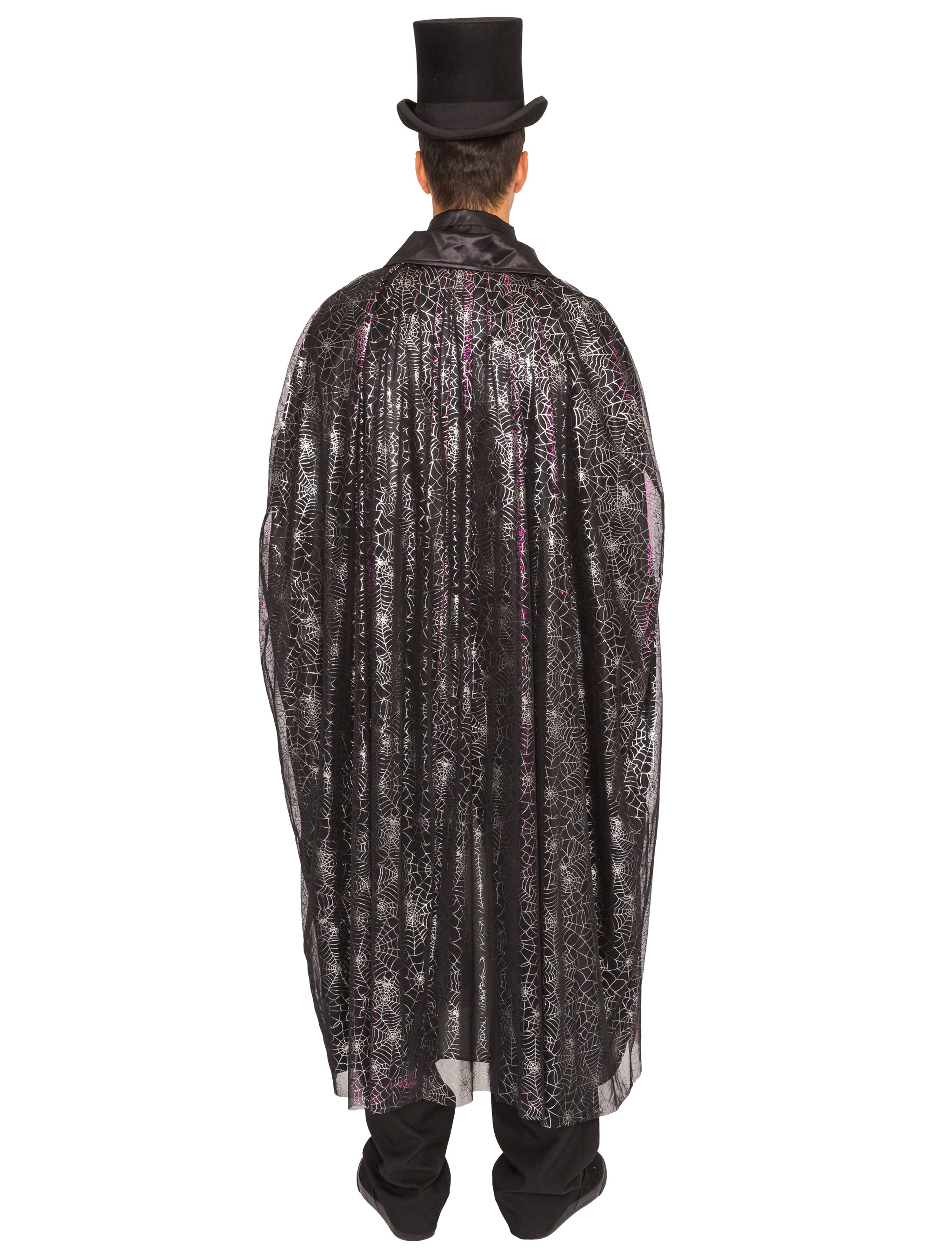 Cape mit Spinnweben schwarz/silber one size