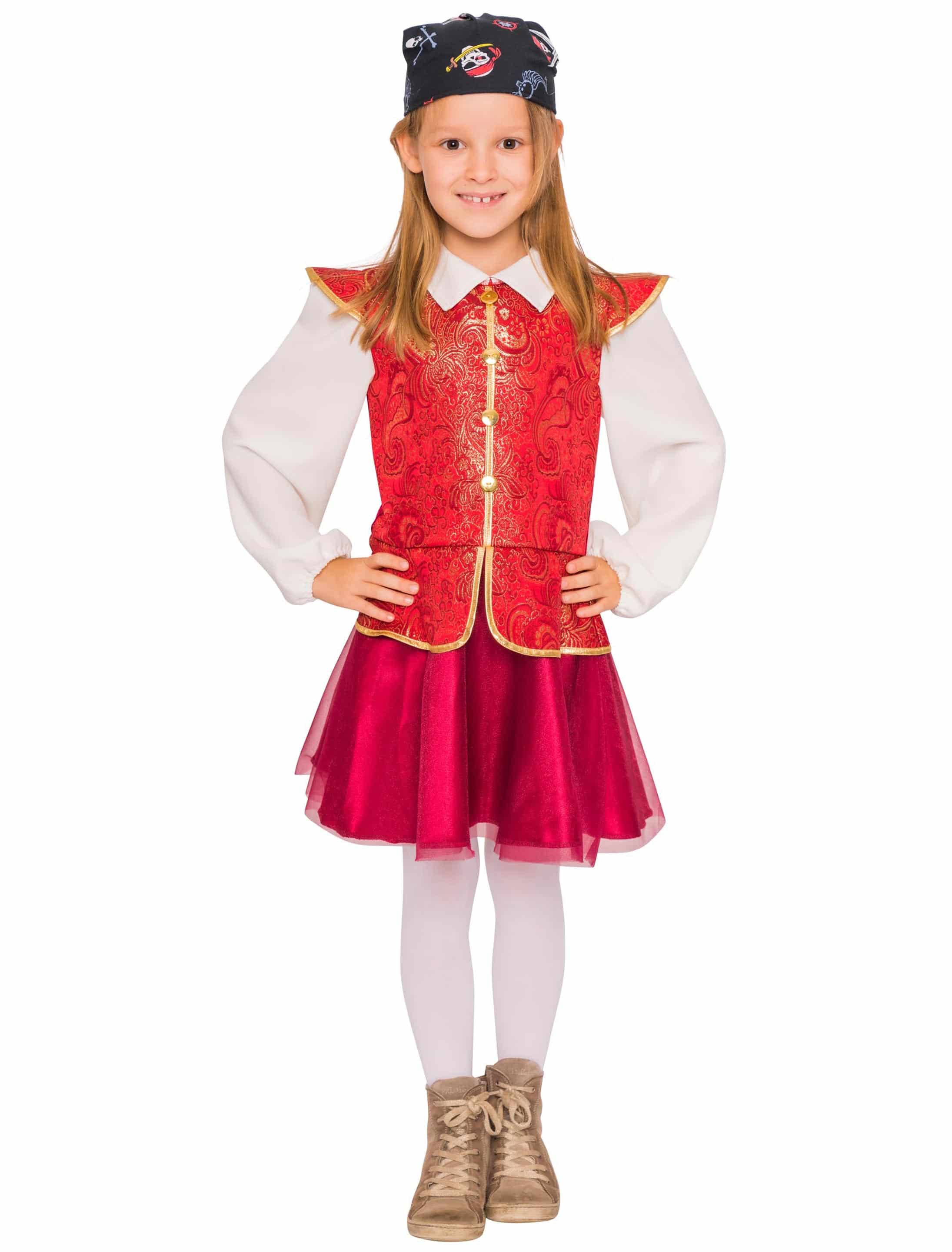 Kleid Piratin Kinder rot/gold 116