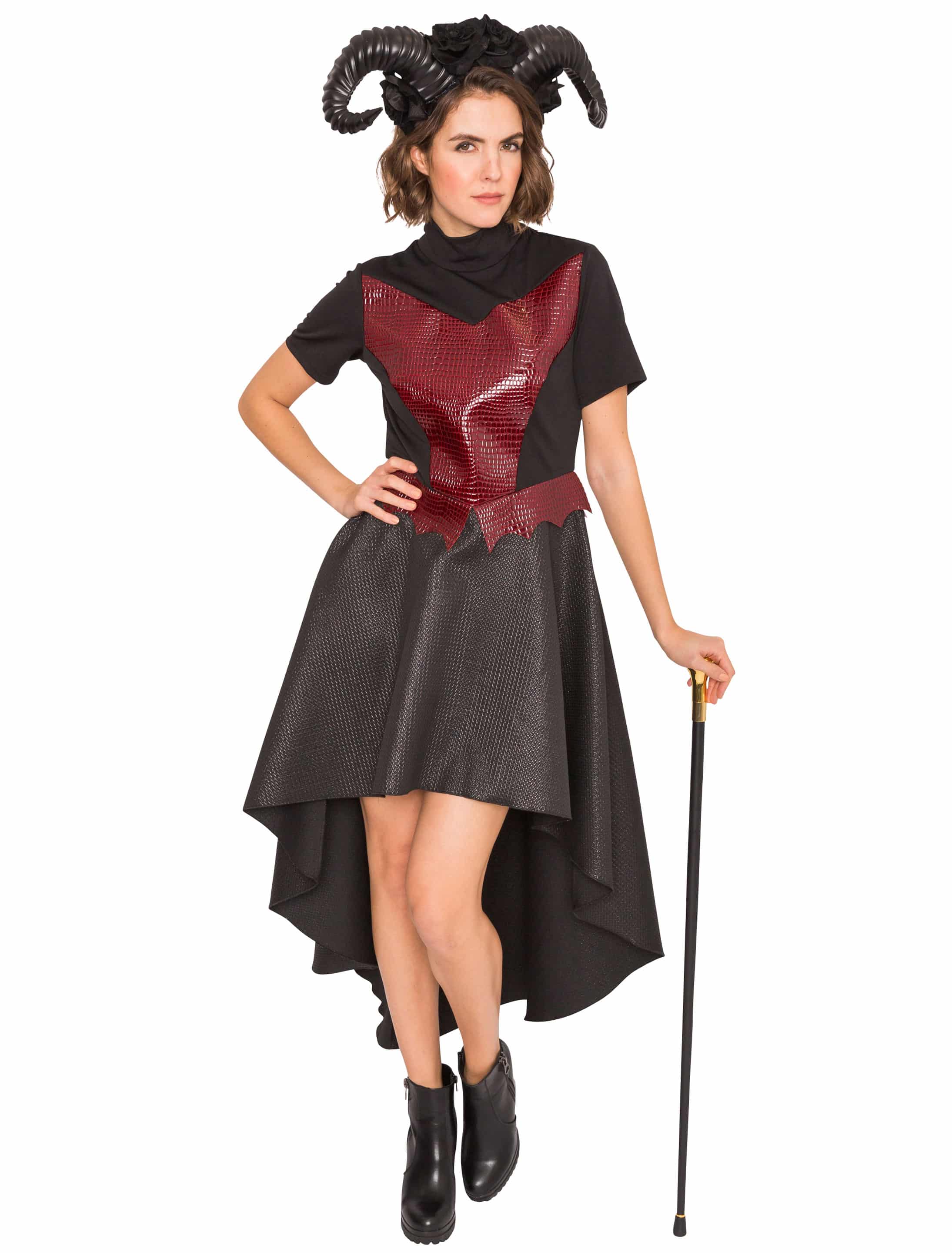 Kleid Teufel Damen schwarz/rot L