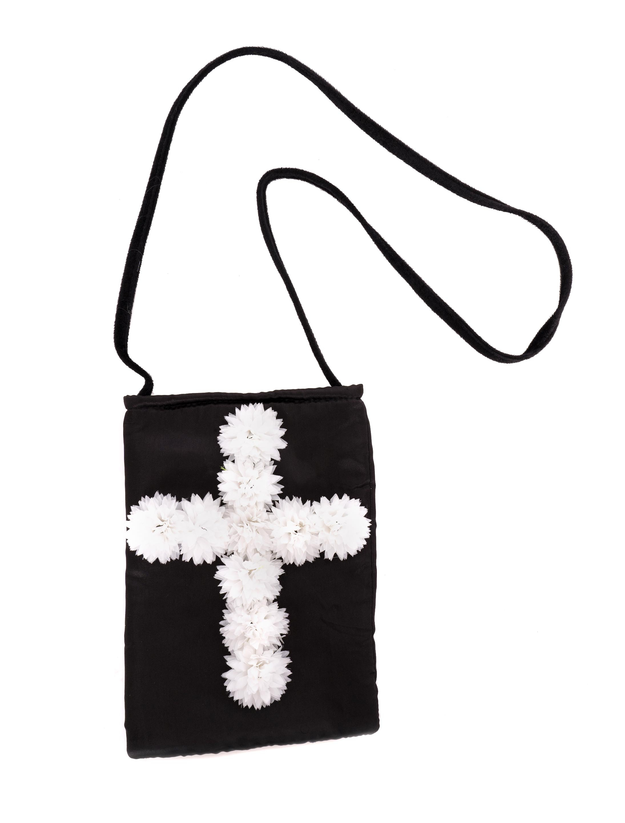 Tasche mit Blumenkreuz schwarz/weiß