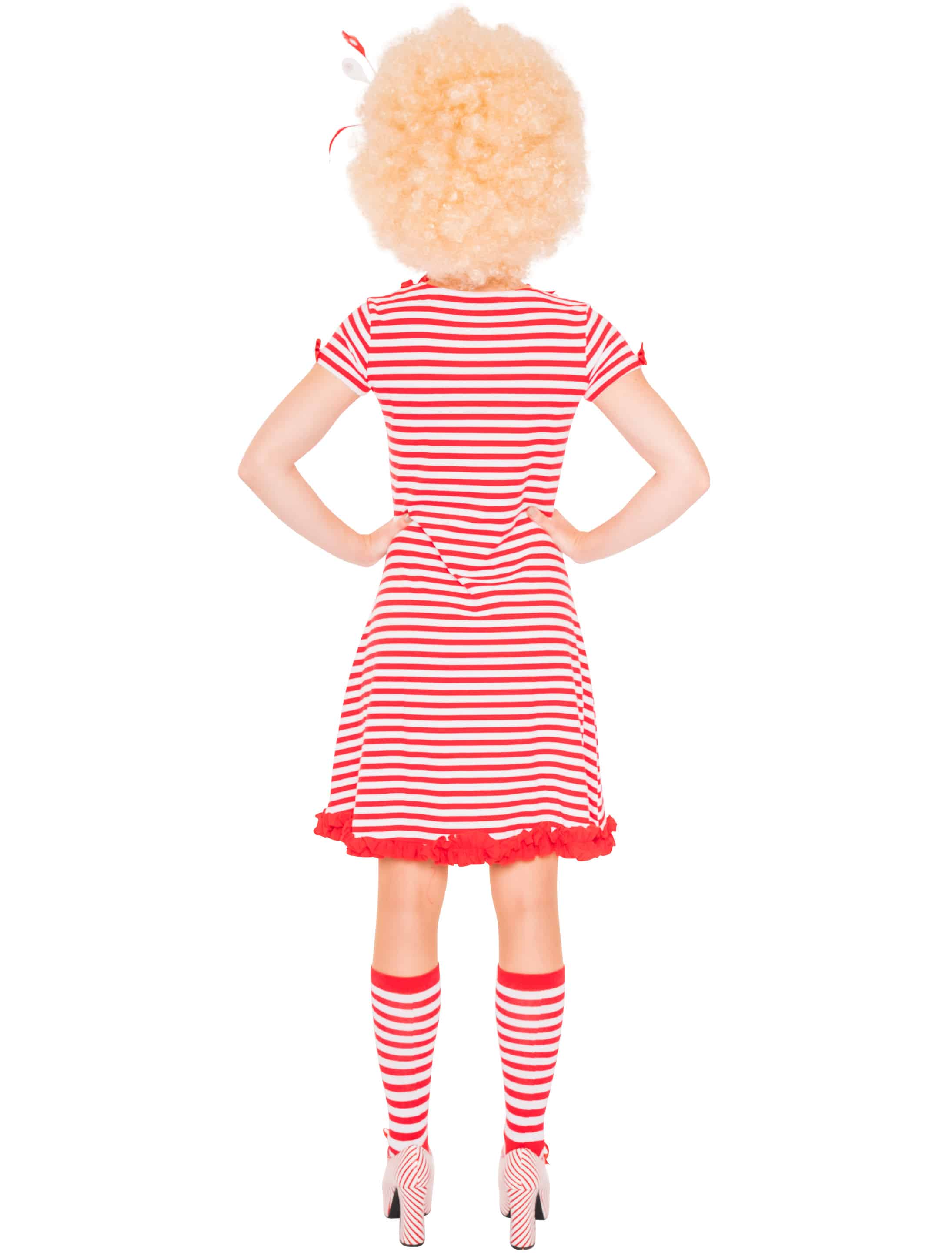 Kleid gestreift mit Herz auf Tasche Damen rot/weiß L/XL