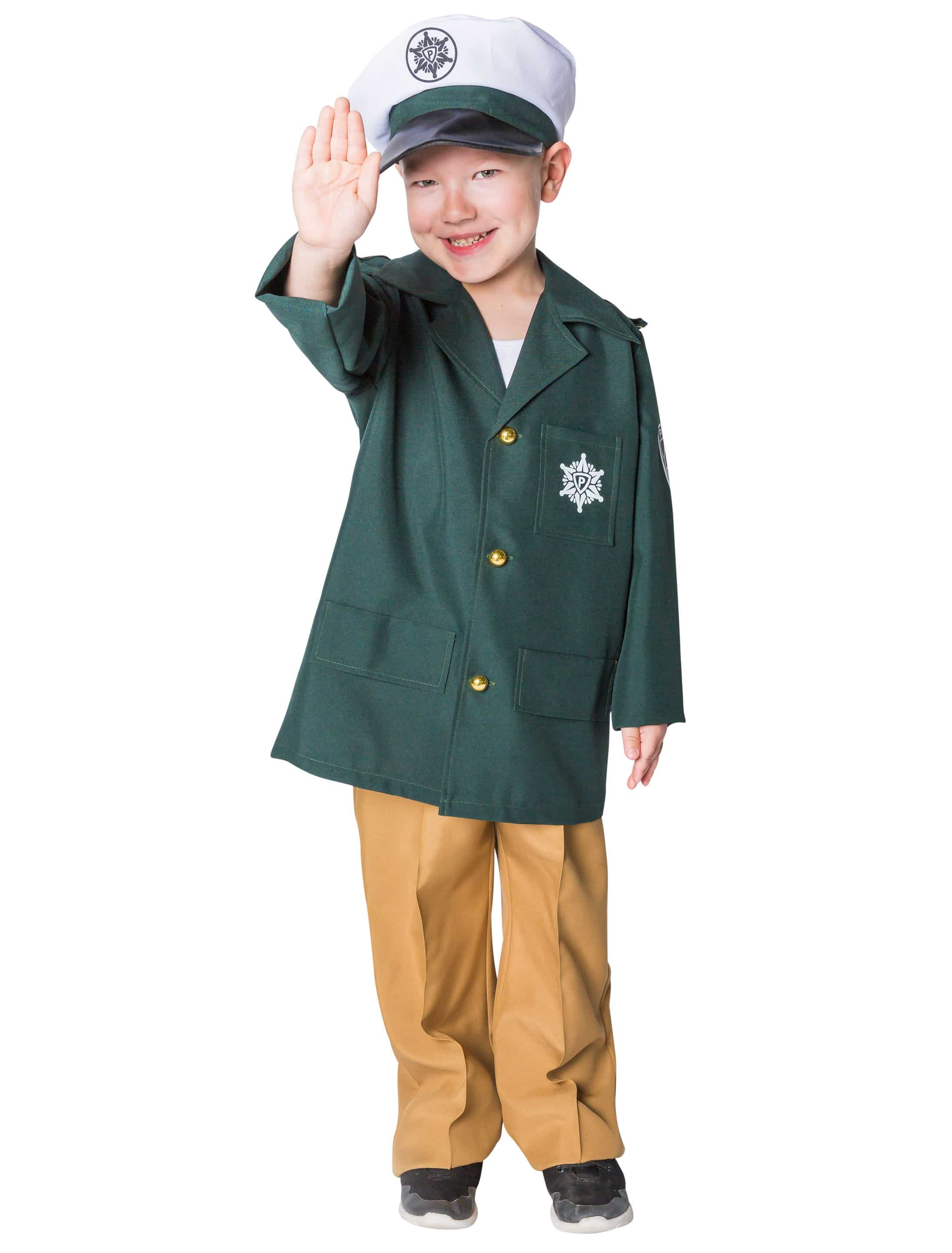 Polizist Kinder 3-tlg. grün 128