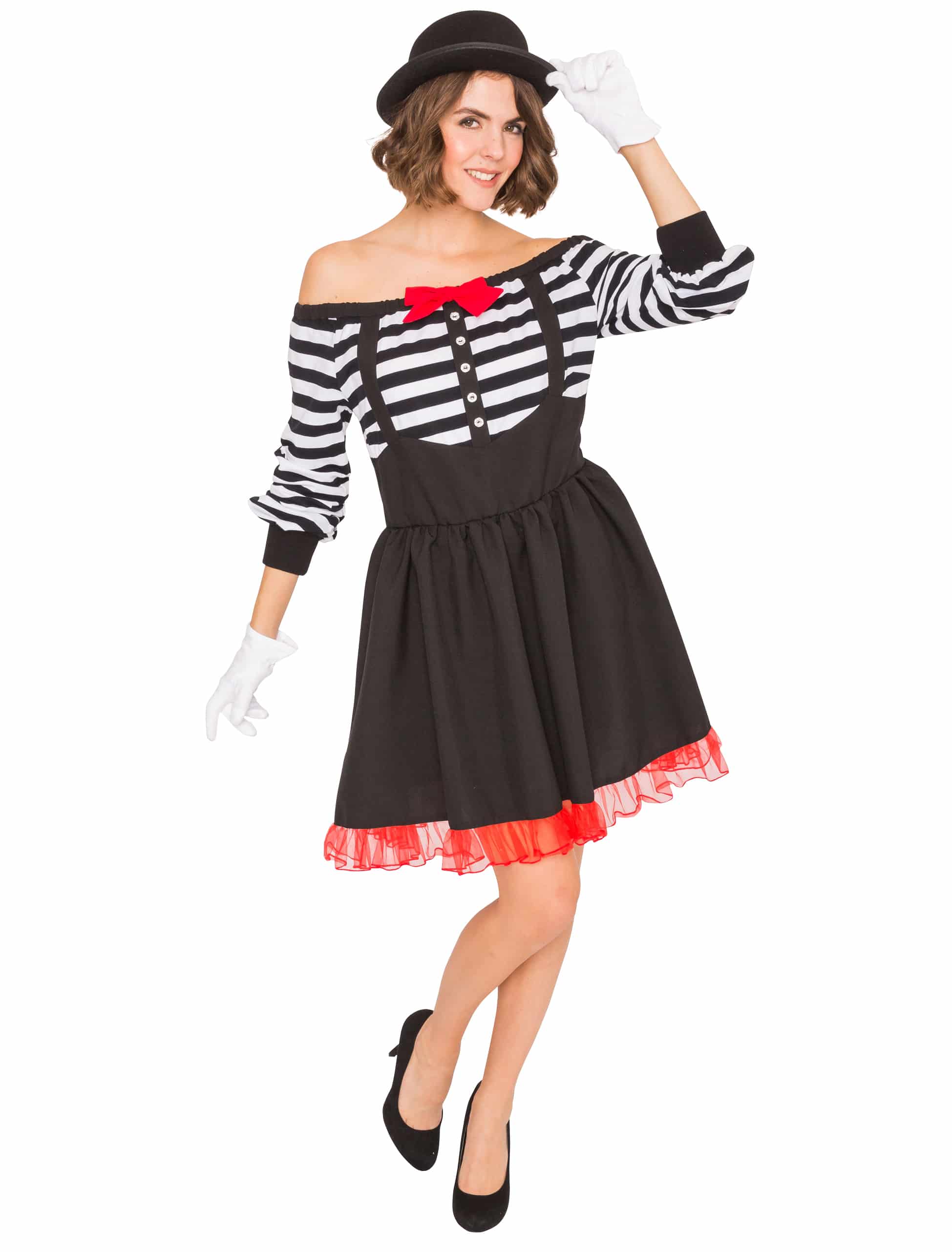 Kleid Pantomime schulterfrei schwarz/weiß XL